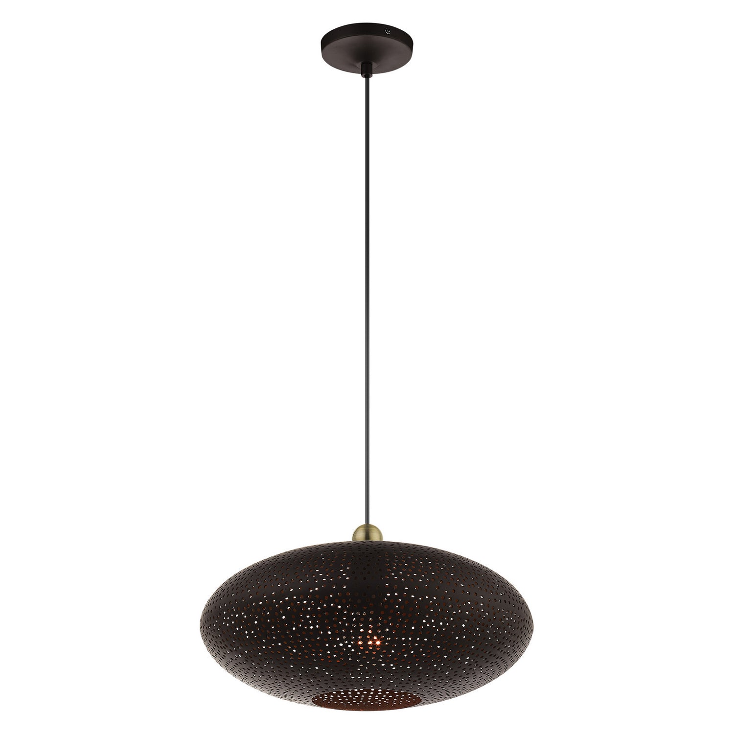 Livex Lighting - 49102-07 - One Light Pendant - Dublin - Bronze w/ Antique Brasss