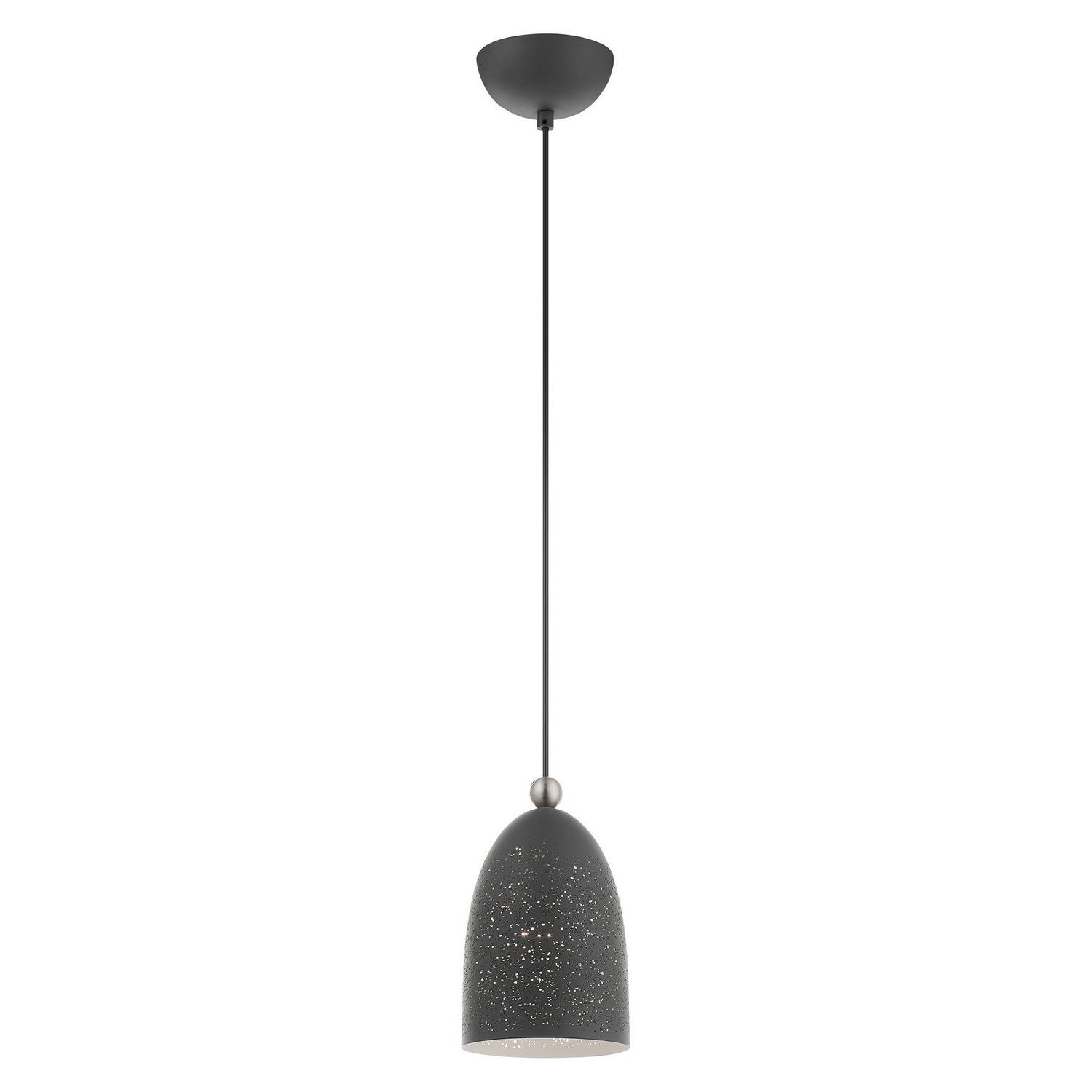 Livex Lighting - 49107-76 - One Light Pendant - Arlington - Scandinavian Gray w/ Brushed Nickels