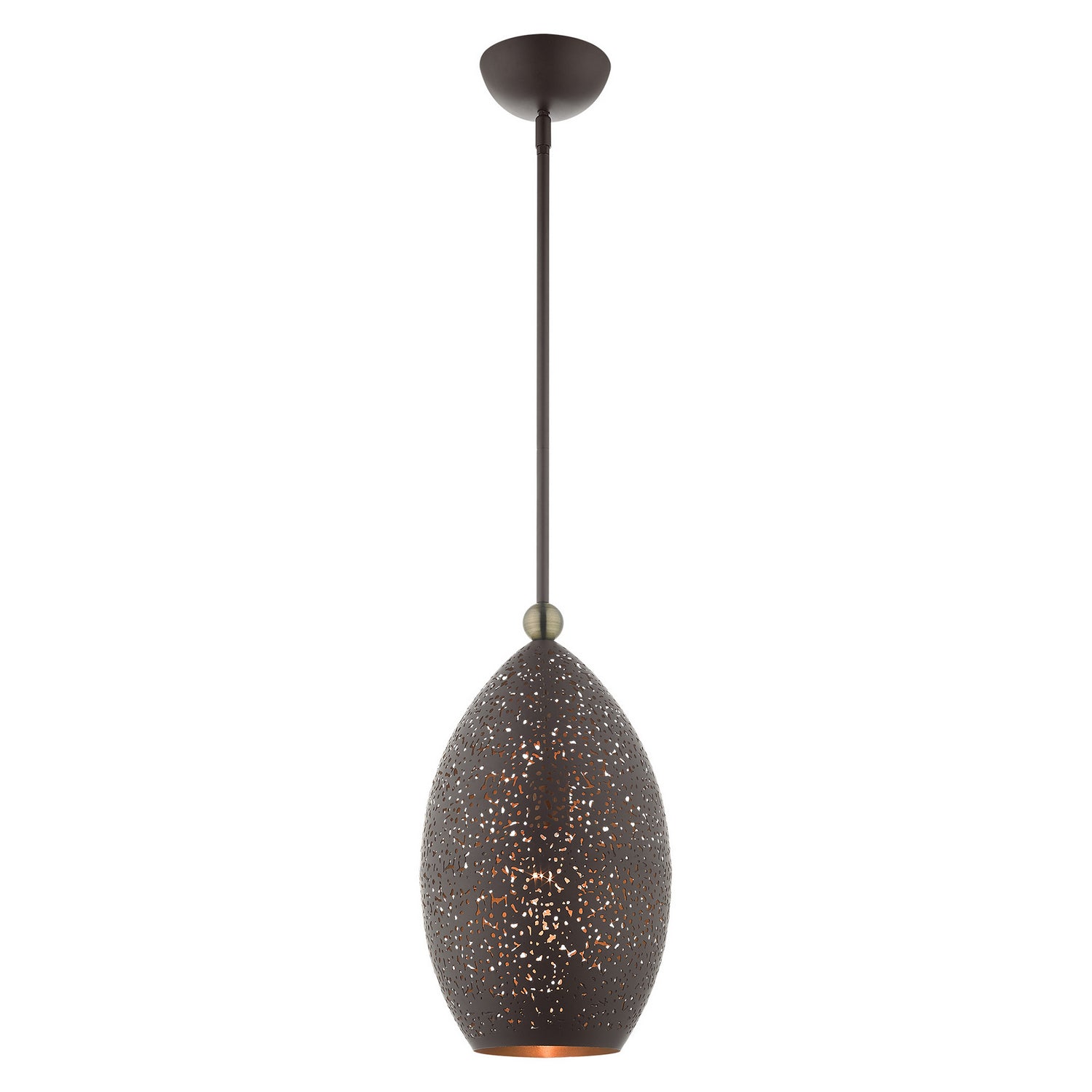 Livex Lighting - 49182-07 - One Light Pendant - Charlton - Bronze w/ Antique Brasss