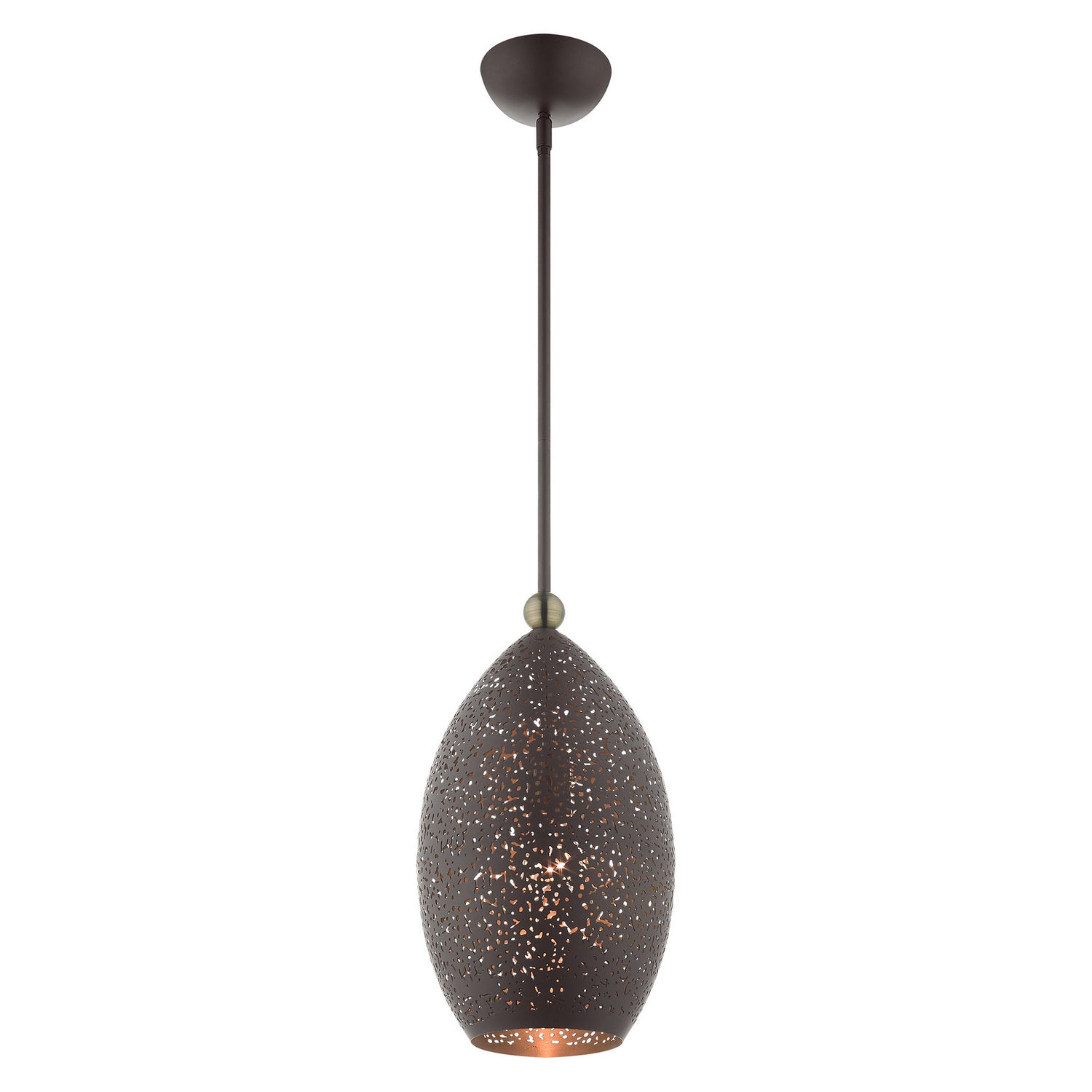Livex Lighting - 49182-07 - One Light Pendant - Charlton - Bronze w/ Antique Brasss