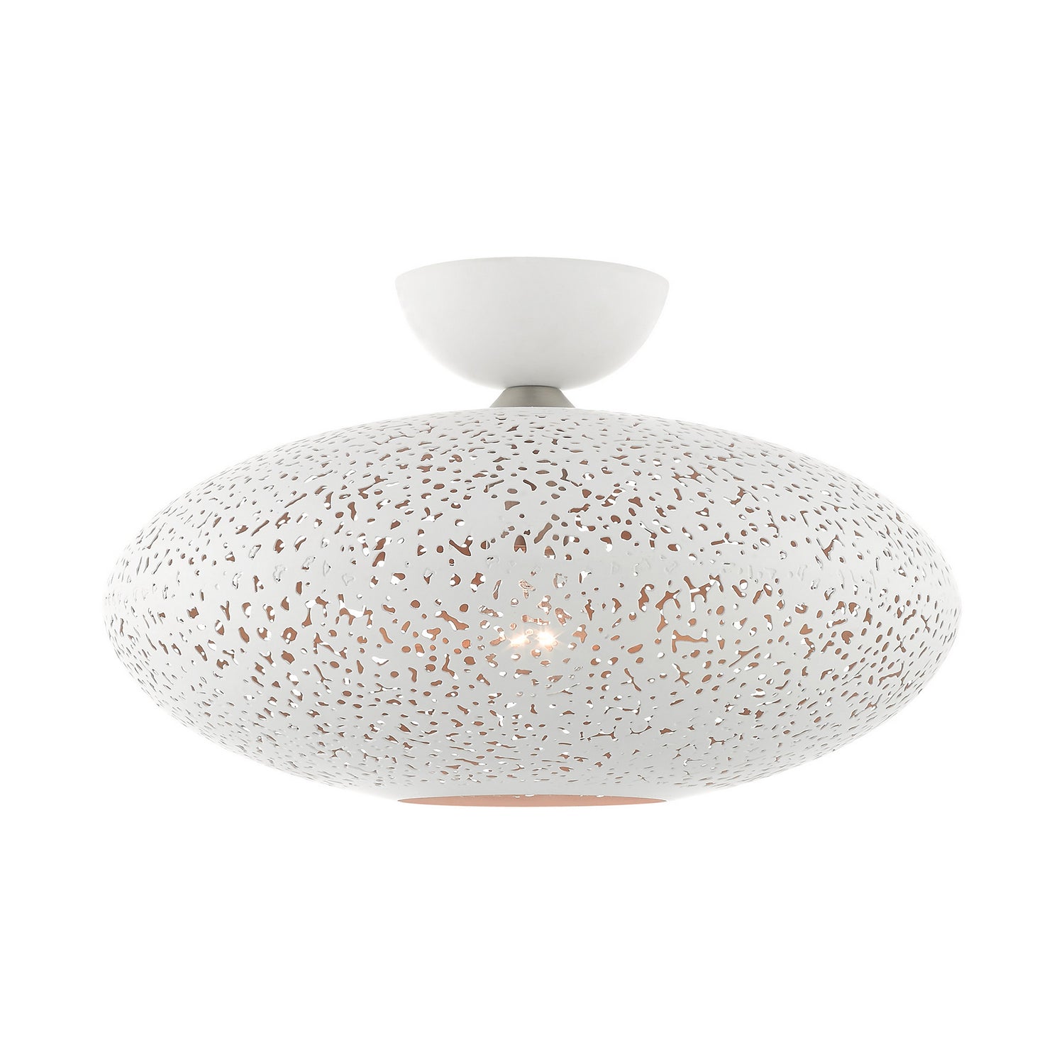 Livex Lighting - 49183-03 - One Light Semi Flush Mount - Charlton - White w/ Brushed Nickels