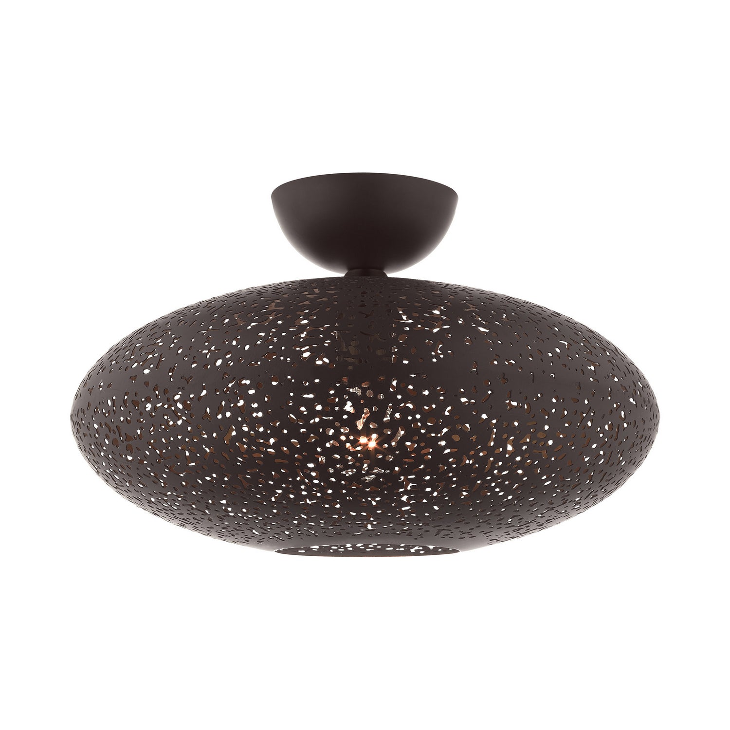 Livex Lighting - 49183-07 - One Light Semi Flush Mount - Charlton - Bronze w/ Antique Brasss