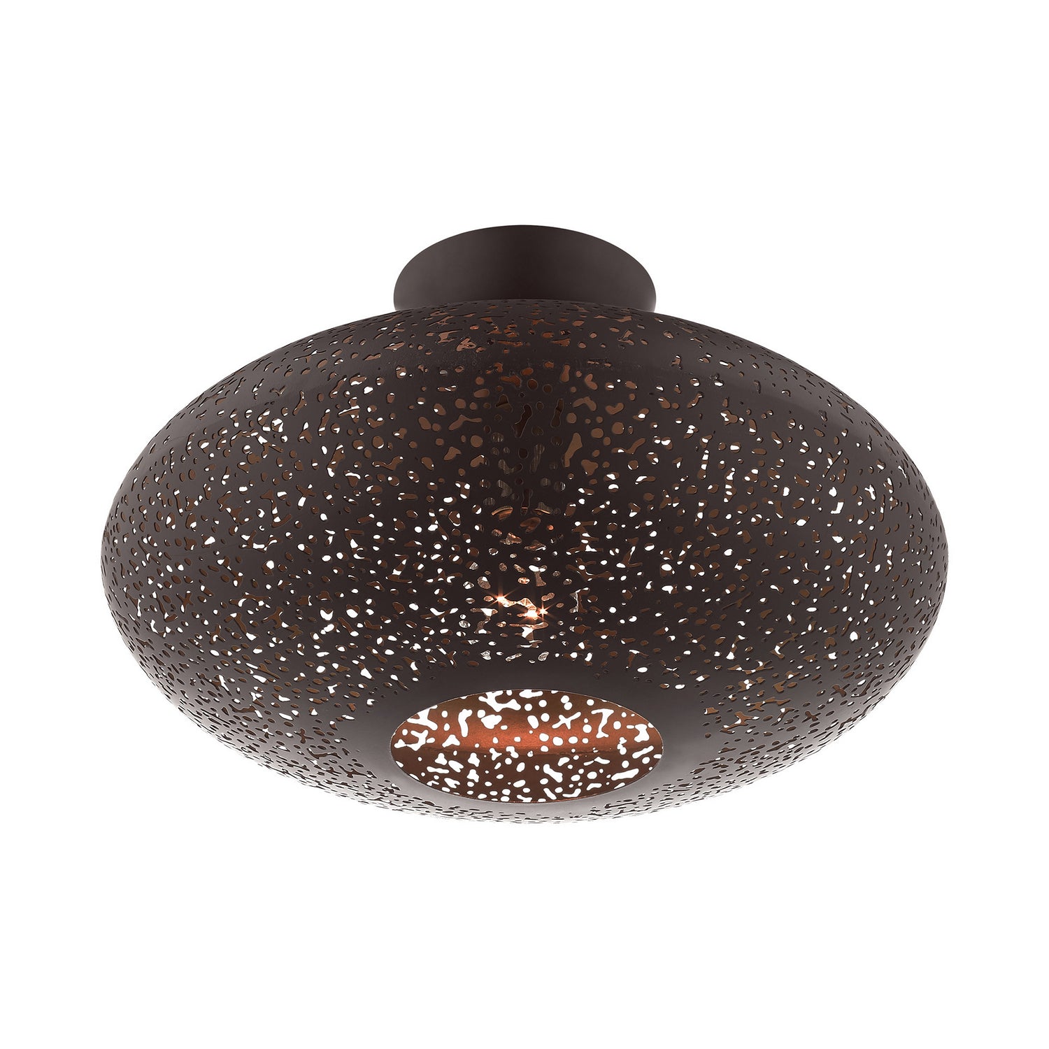 Livex Lighting - 49183-07 - One Light Semi Flush Mount - Charlton - Bronze w/ Antique Brasss