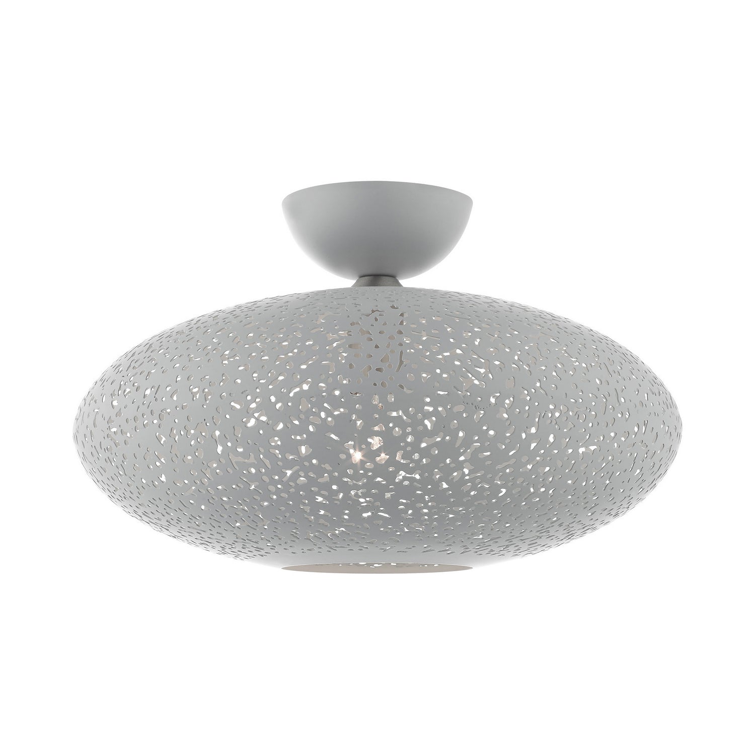 Livex Lighting - 49183-80 - One Light Semi Flush Mount - Charlton - Nordic Gray w/ Brushed Nickels
