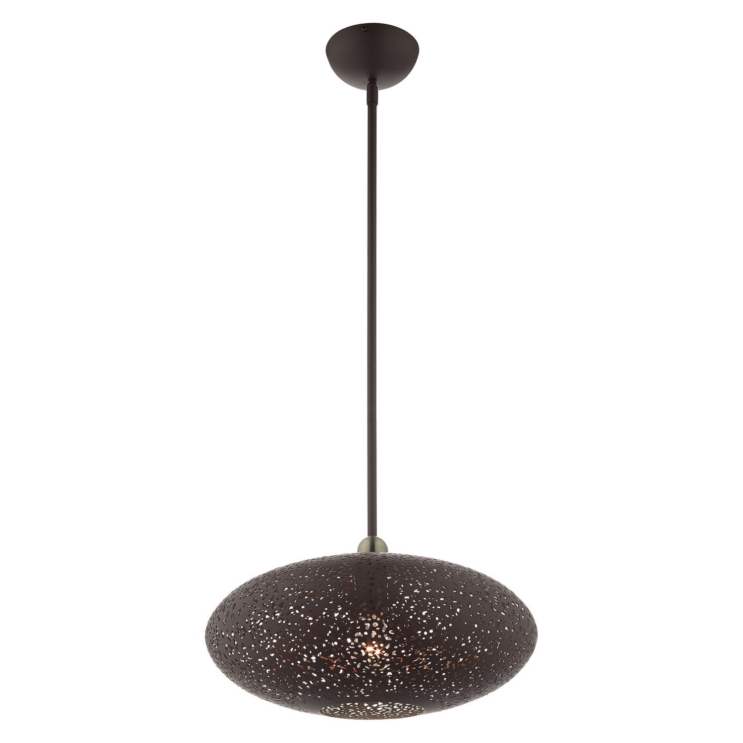 Livex Lighting - 49184-07 - One Light Pendant - Charlton - Bronze w/ Antique Brasss