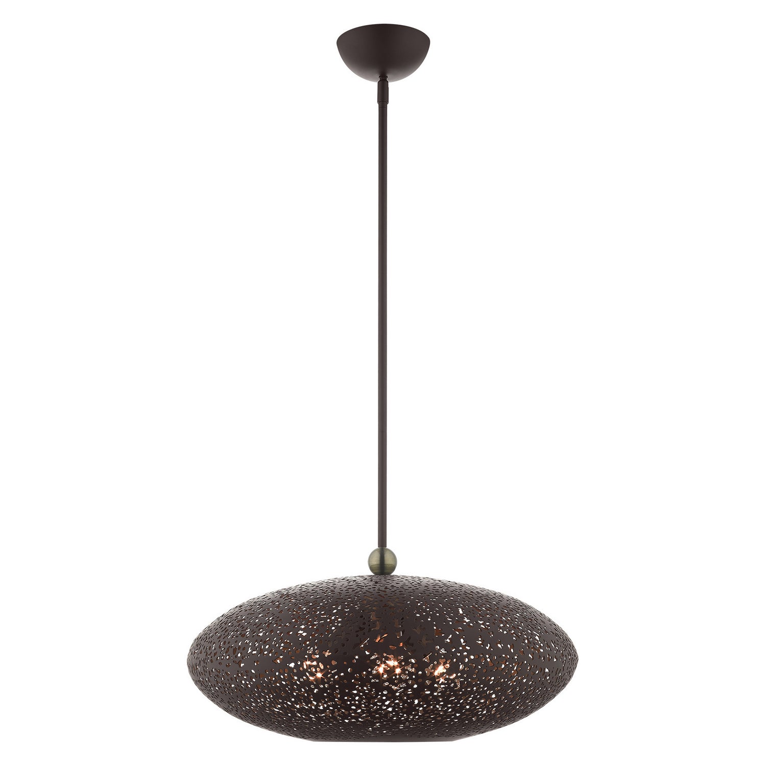 Livex Lighting - 49185-07 - Three Light Pendant - Charlton - Bronze w/ Antique Brasss