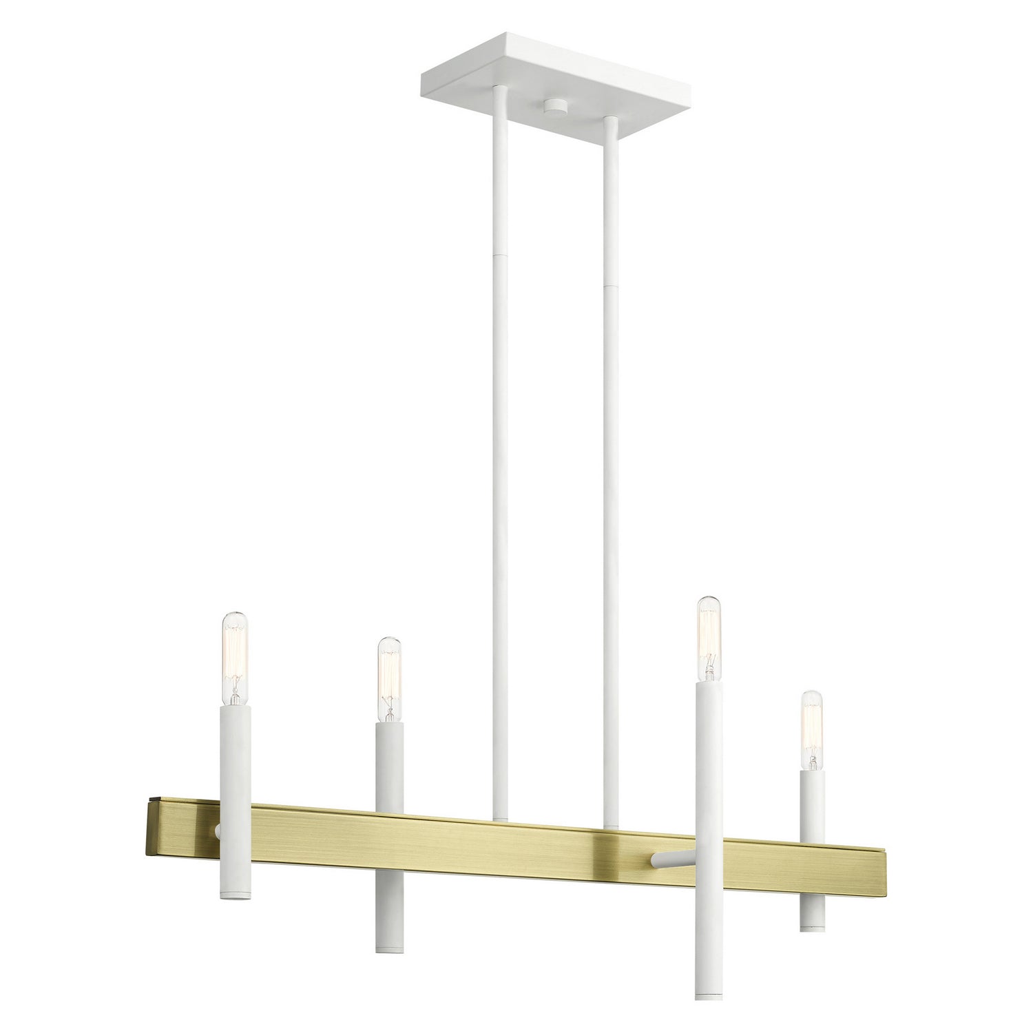 Livex Lighting - 49334-03 - Four Light Chandelier - Denmark - White w/ Antique Brasss