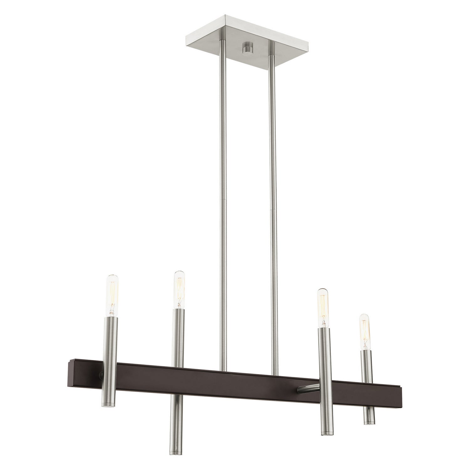 Livex Lighting - 49334-91 - Four Light Chandelier - Denmark - Brushed Nickel w/ Bronzes
