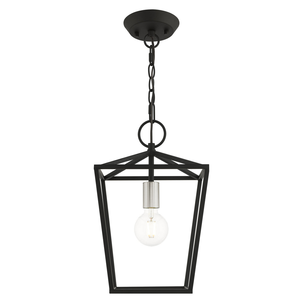 Livex Lighting - 49432-04 - One Light Convertible Semi Flush/Lantern - Devone - Black w/ Brushed Nickels