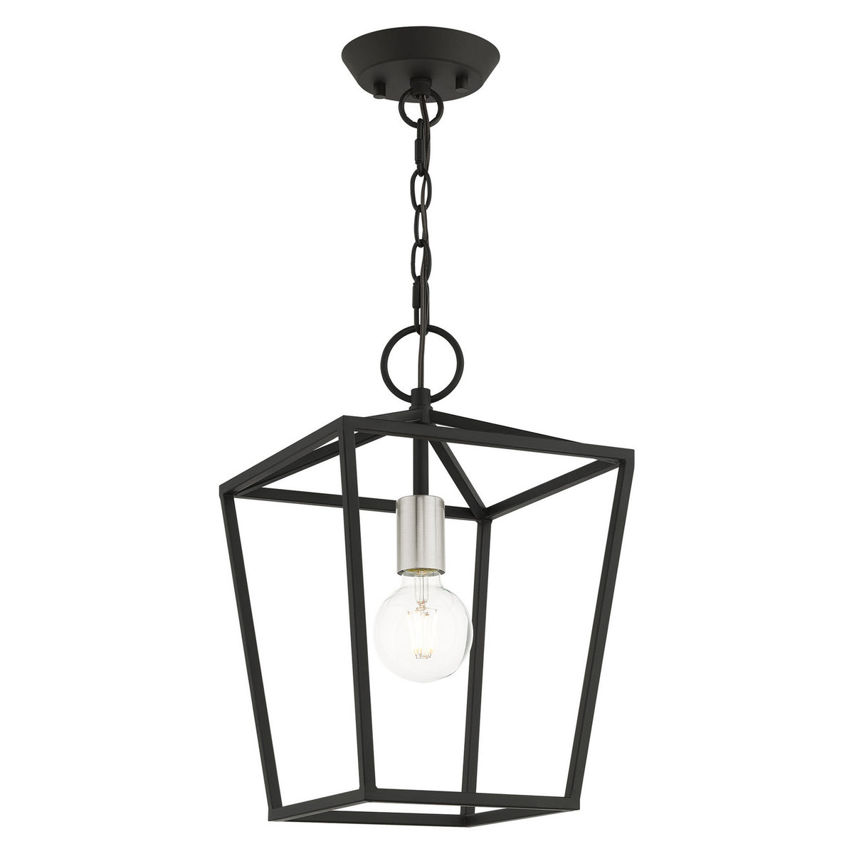 Livex Lighting - 49432-04 - One Light Convertible Semi Flush/Lantern - Devone - Black w/ Brushed Nickels