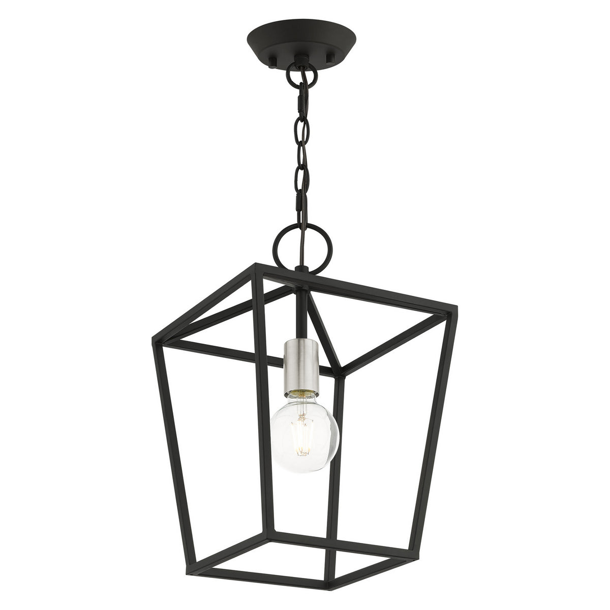 Livex Lighting - 49432-04 - One Light Convertible Semi Flush/Lantern - Devone - Black w/ Brushed Nickels