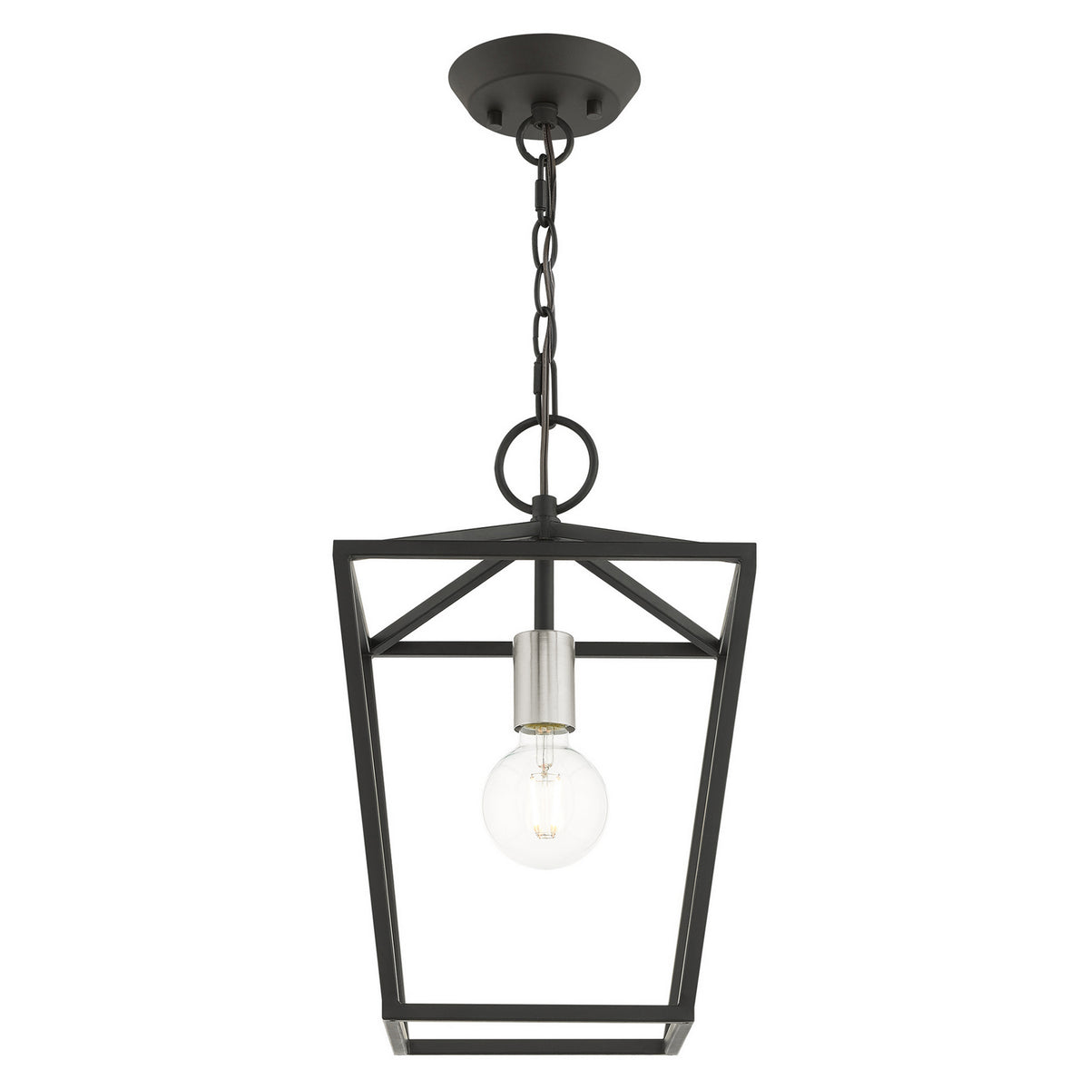 Livex Lighting - 49432-04 - One Light Convertible Semi Flush/Lantern - Devone - Black w/ Brushed Nickels