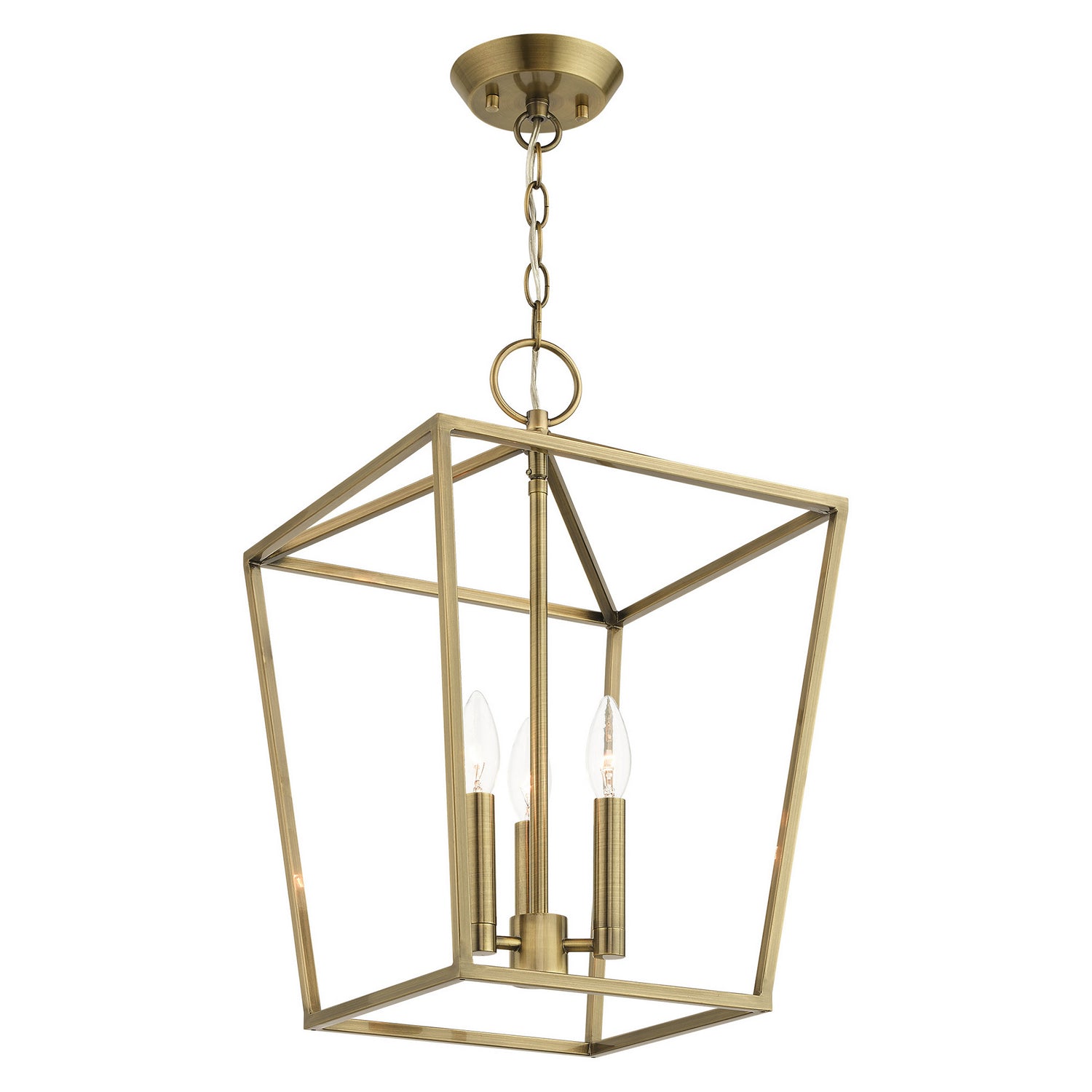 Livex Lighting - 49433-01 - Three Light Convertible Semi Flush/Lantern - Devone - Antique Brass