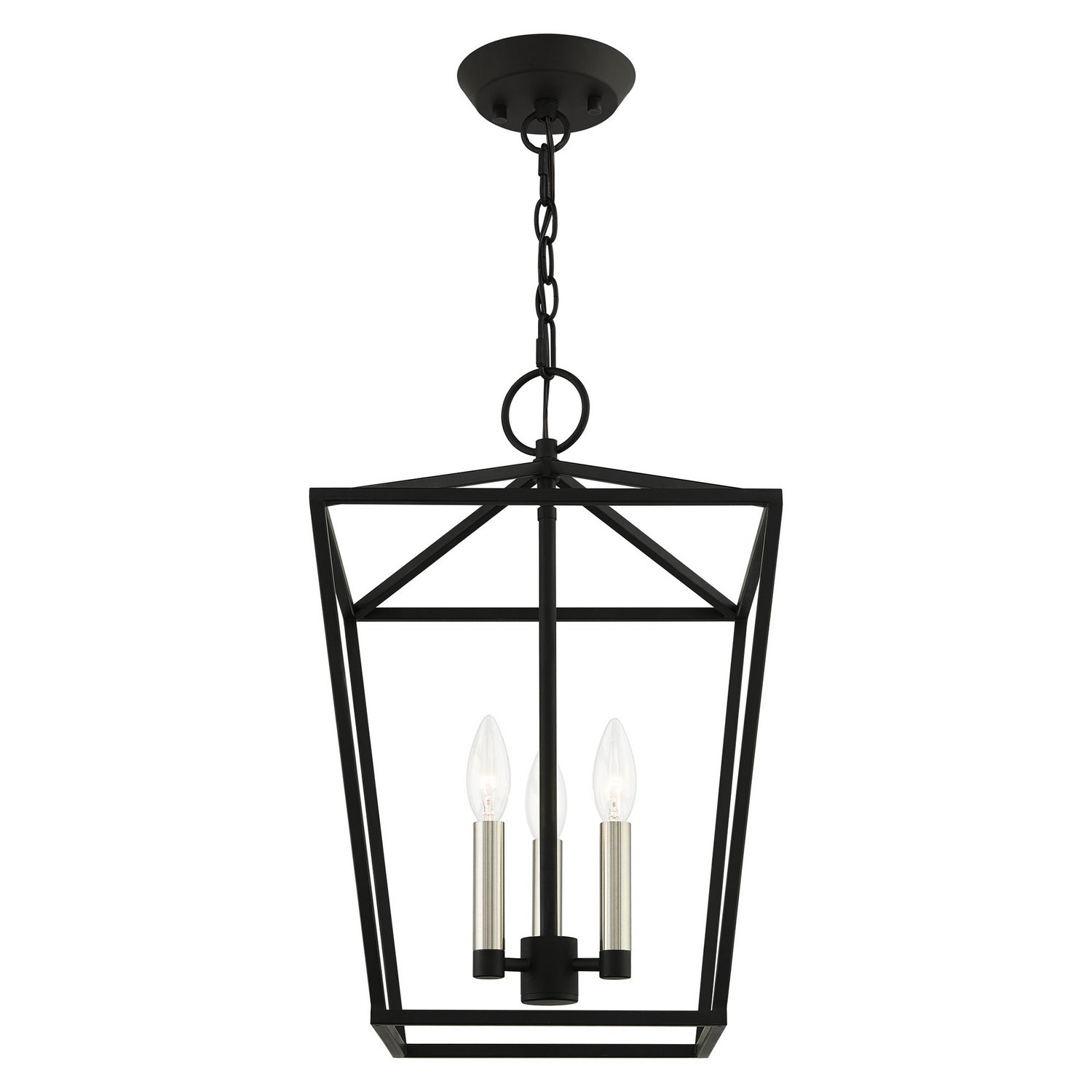 Livex Lighting - 49433-04 - Three Light Convertible Semi Flush/Lantern - Devone - Black w/ Brushed Nickels