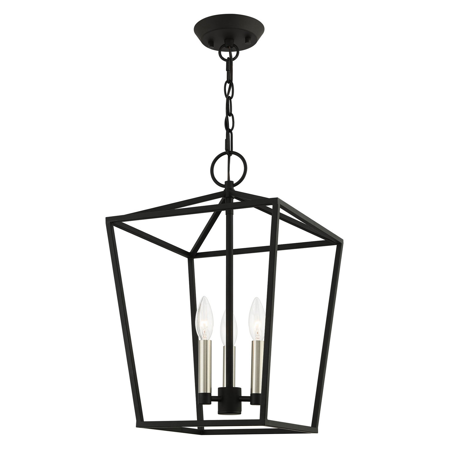 Livex Lighting - 49433-04 - Three Light Convertible Semi Flush/Lantern - Devone - Black w/ Brushed Nickels