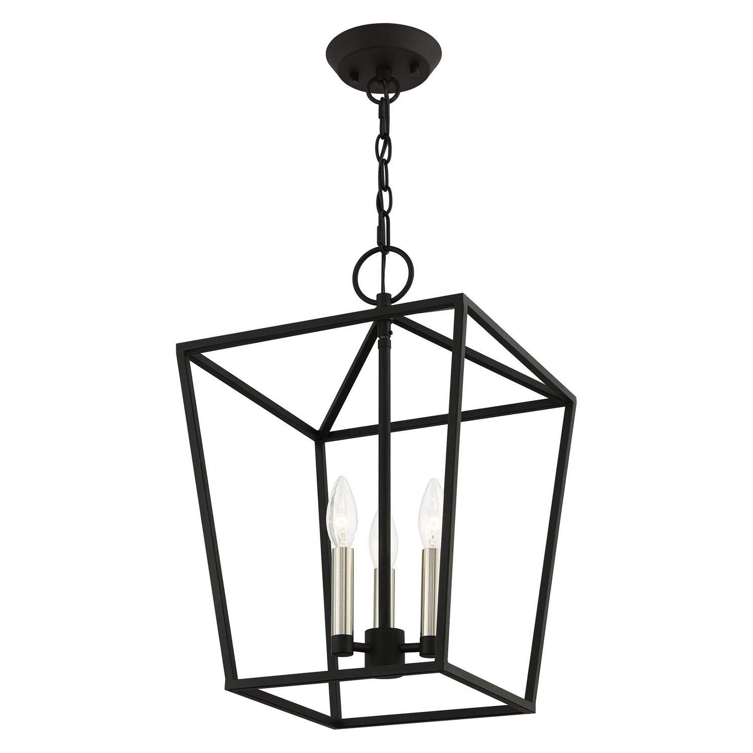 Livex Lighting - 49433-04 - Three Light Convertible Semi Flush/Lantern - Devone - Black w/ Brushed Nickels