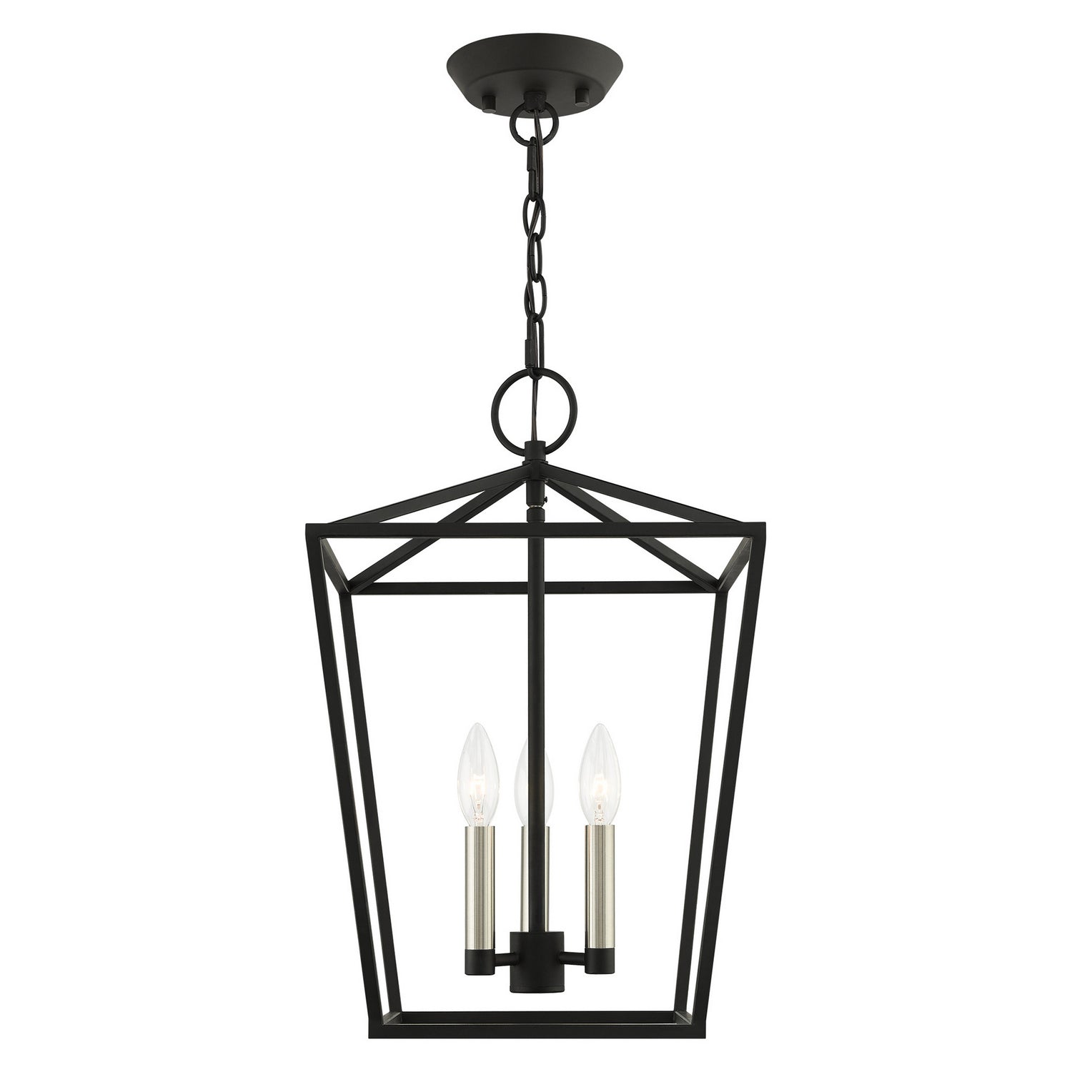 Livex Lighting - 49433-04 - Three Light Convertible Semi Flush/Lantern - Devone - Black w/ Brushed Nickels