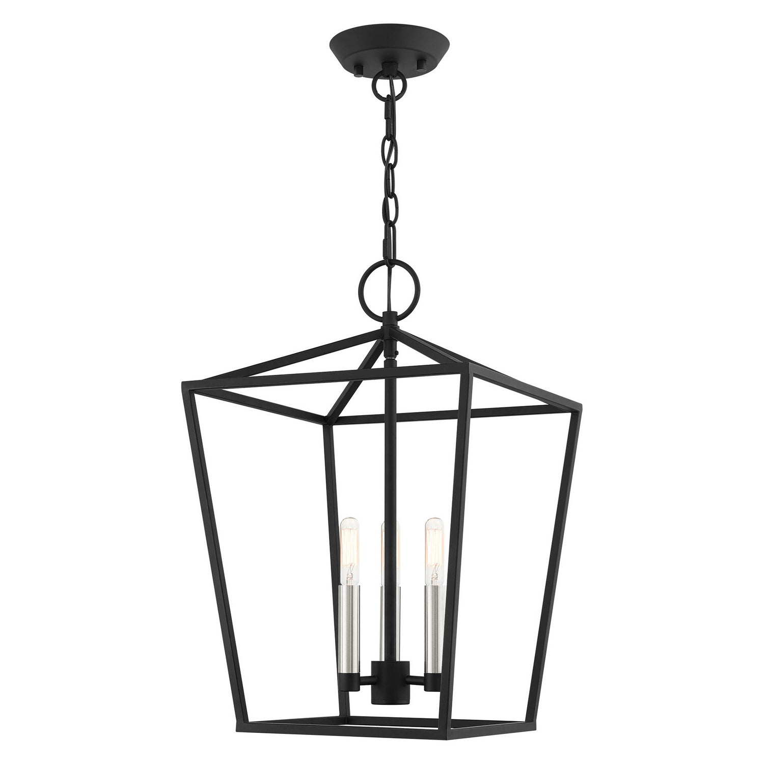Livex Lighting - 49433-04 - Three Light Convertible Semi Flush/Lantern - Devone - Black w/ Brushed Nickels