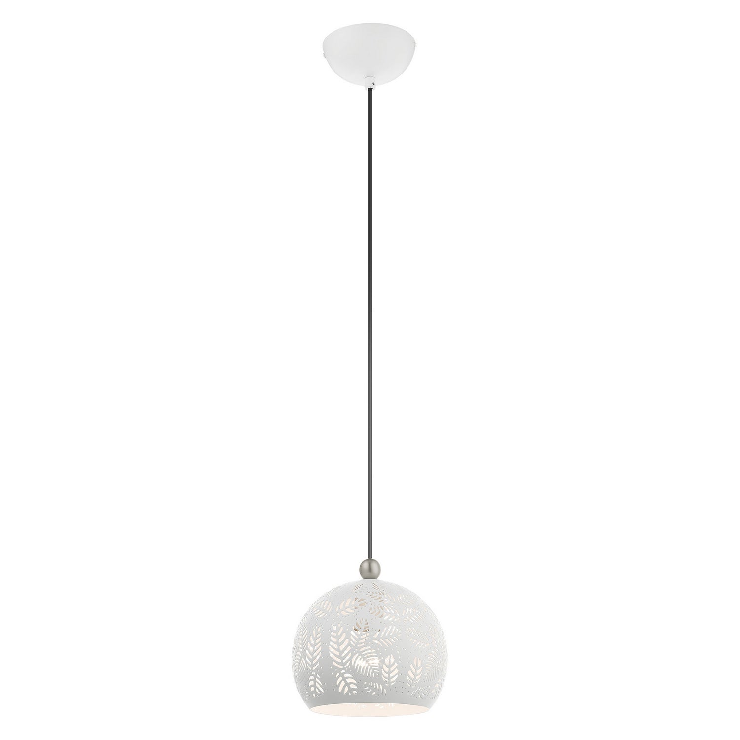 Livex Lighting - 49541-03 - One Light Pendant - Chantilly - White w/ Brushed Nickels