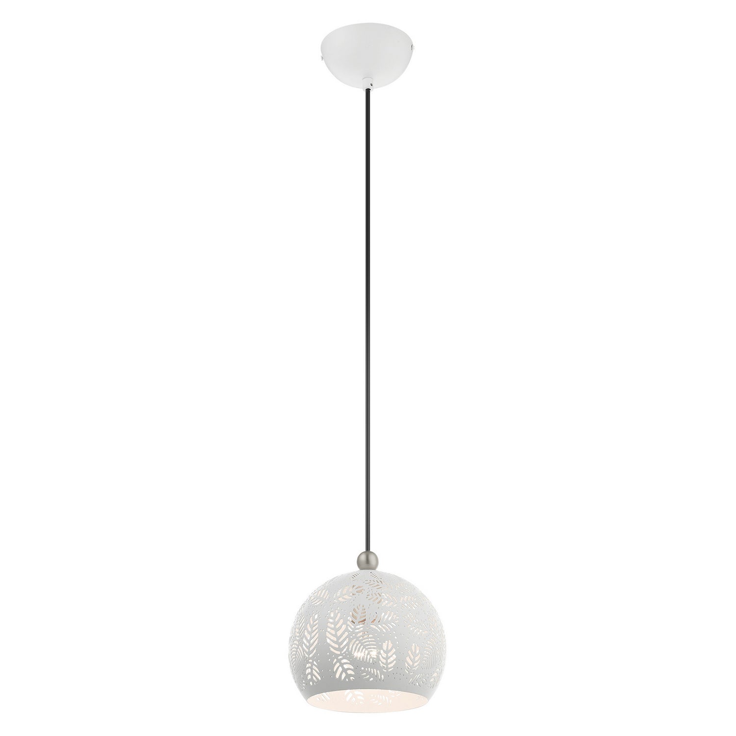 Livex Lighting - 49541-03 - One Light Pendant - Chantilly - White w/ Brushed Nickels