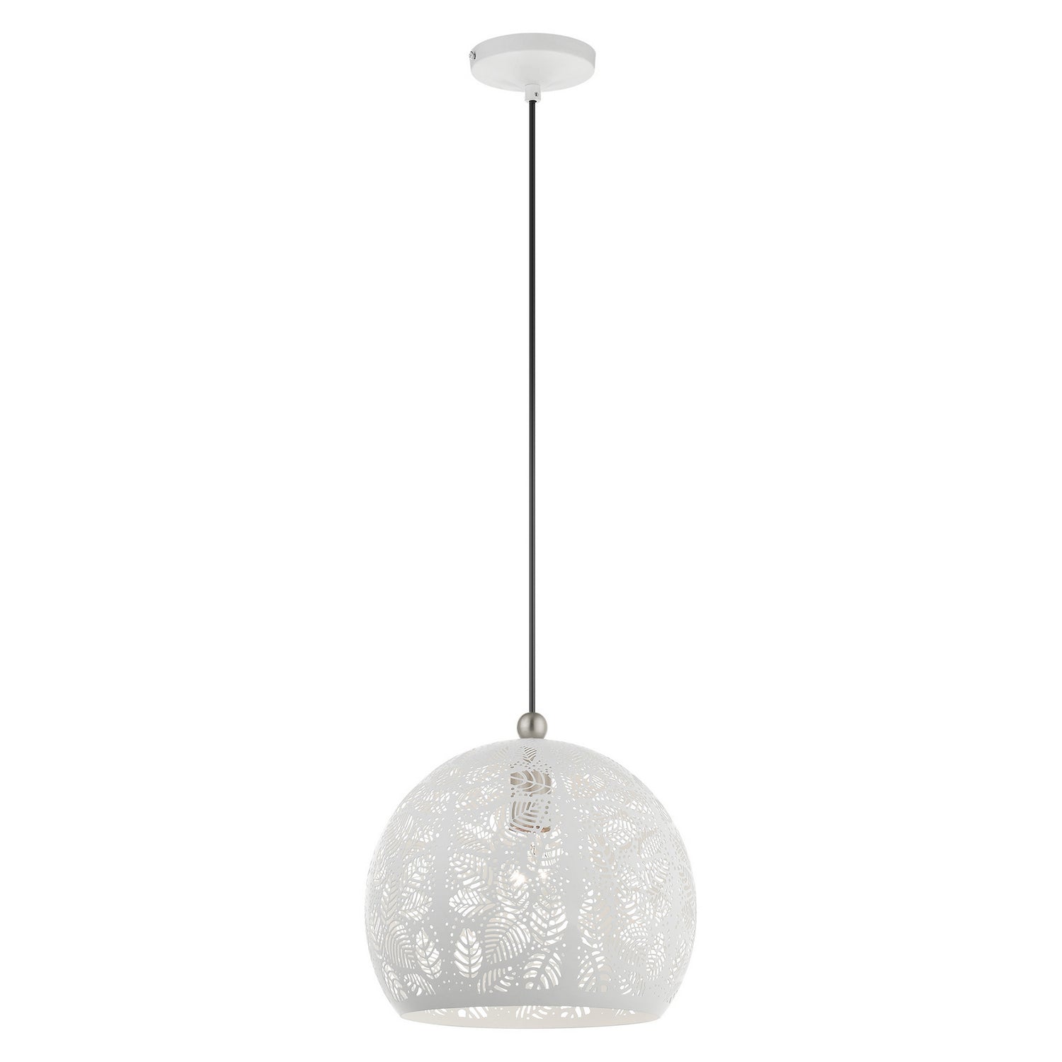 Livex Lighting - 49542-03 - One Light Pendant - Chantilly - White w/ Brushed Nickels