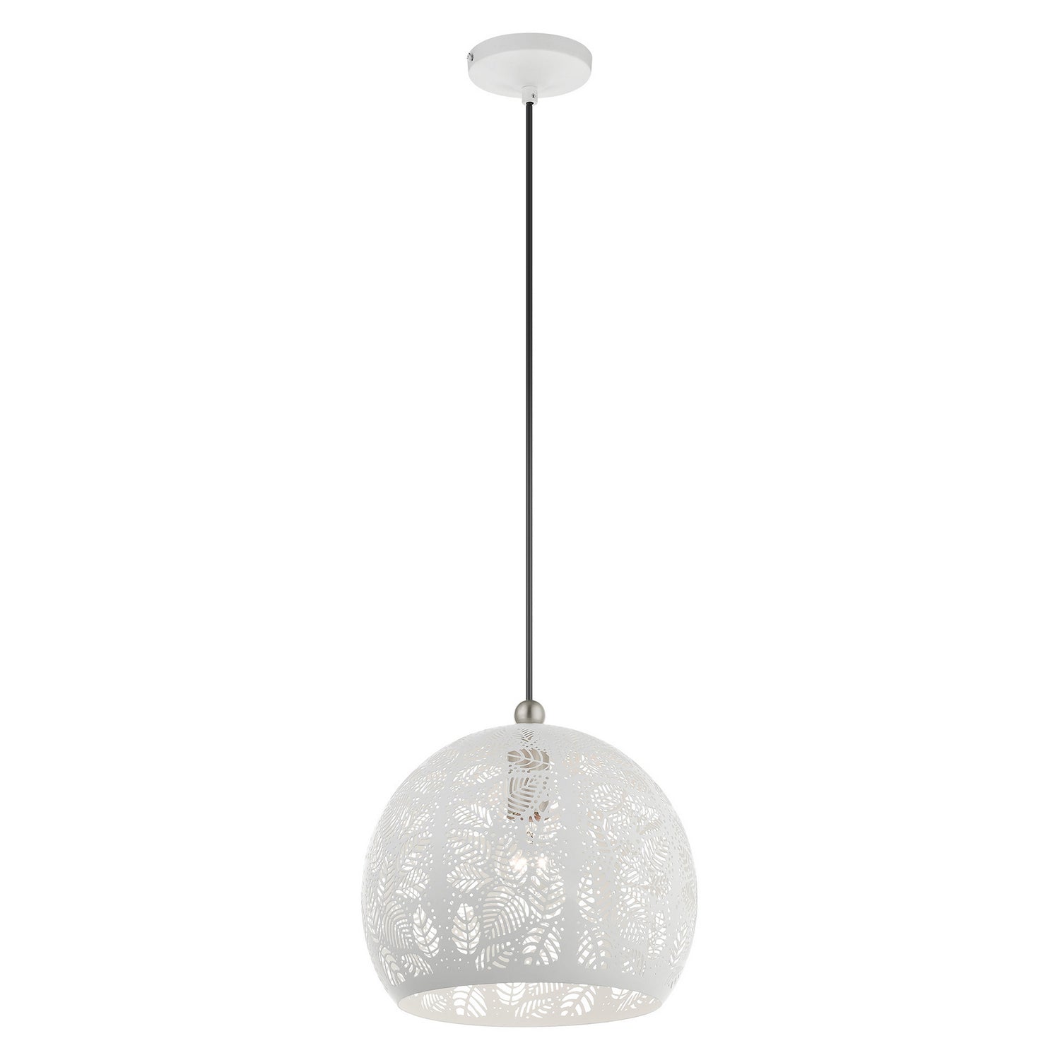 Livex Lighting - 49542-03 - One Light Pendant - Chantilly - White w/ Brushed Nickels