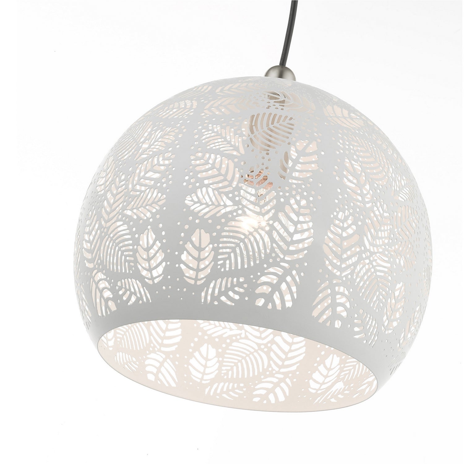 Livex Lighting - 49542-03 - One Light Pendant - Chantilly - White w/ Brushed Nickels