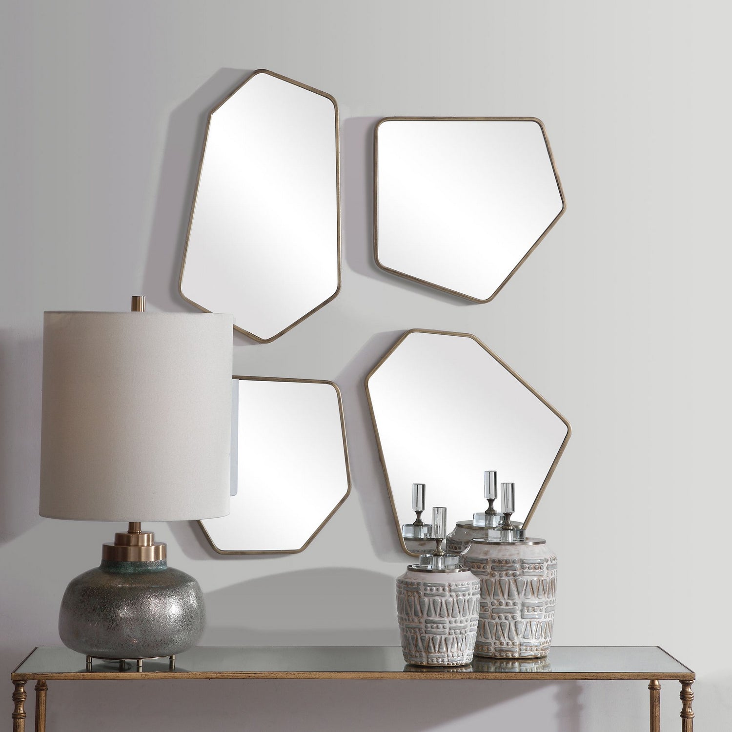 Uttermost - 09616 - Mirror, Set Of 4 - Linneah - Aged Gold