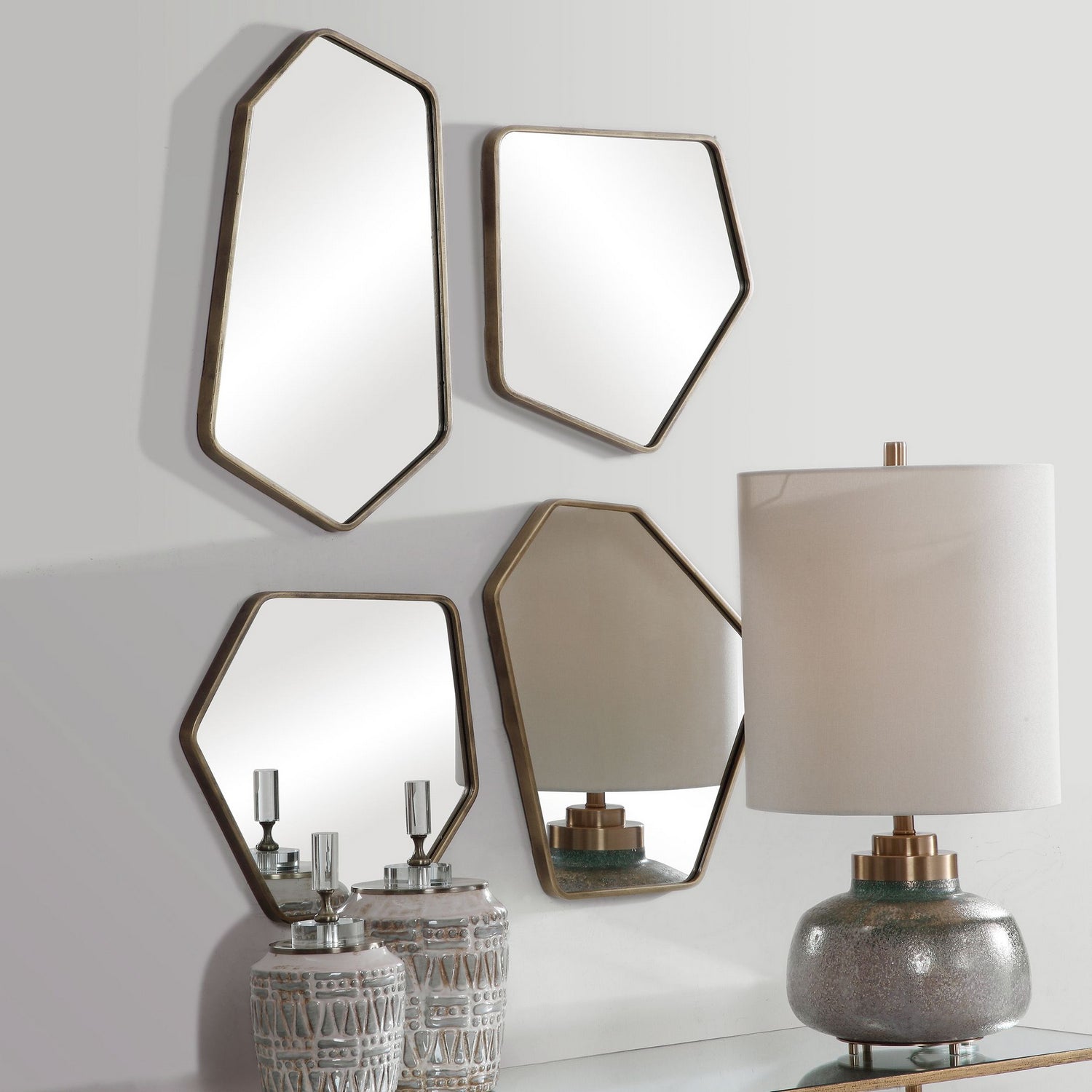 Uttermost - 09616 - Mirror, Set Of 4 - Linneah - Aged Gold