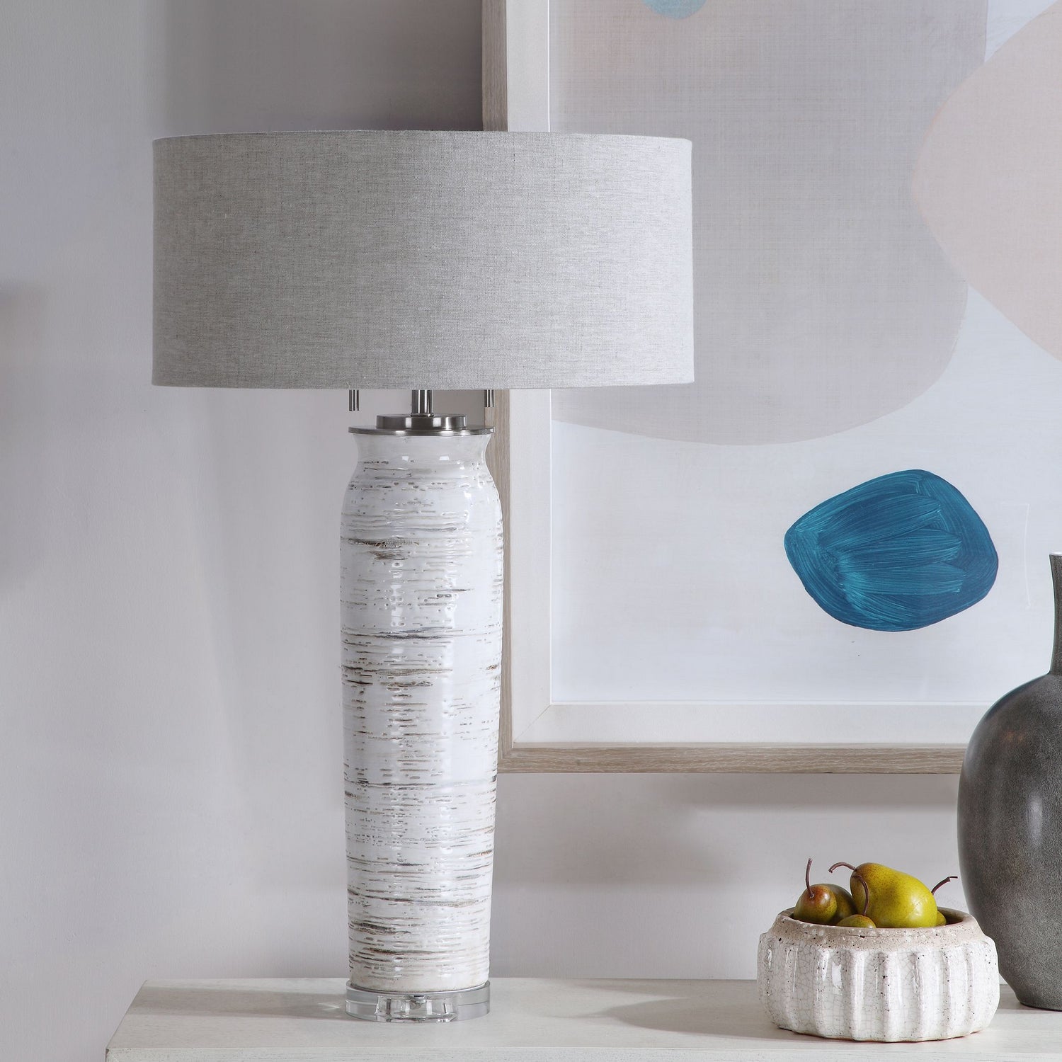 Uttermost - 28275 - Two Light Table Lamp - Lenta - Brushed Nickel