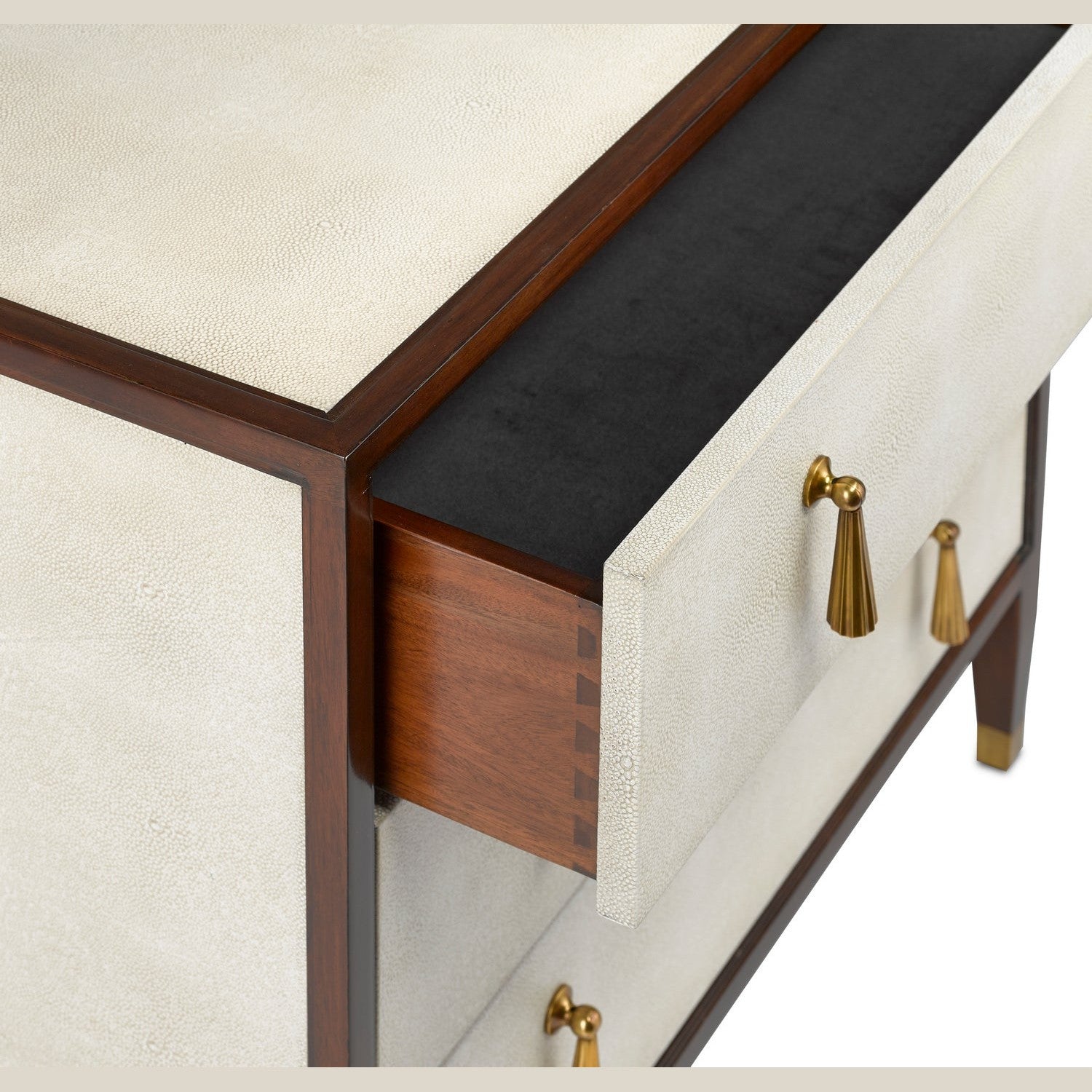 Currey and Company - 3000-0141 - Chest - Evie Collection - Ivory/Dark Walnut/Brass