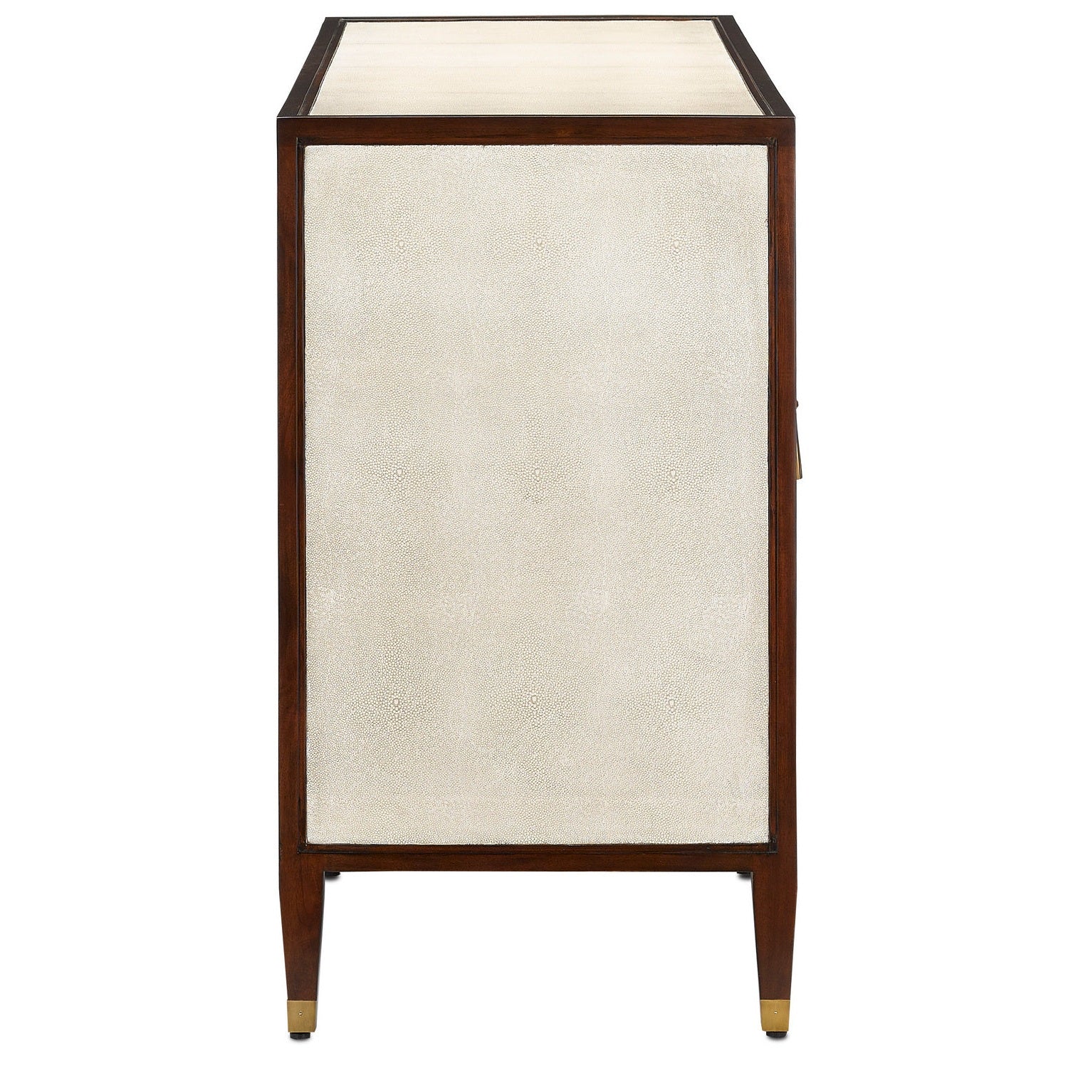 Currey and Company - 3000-0142 - Credenza - Evie Collection - Ivory/Dark Walnut/Brass
