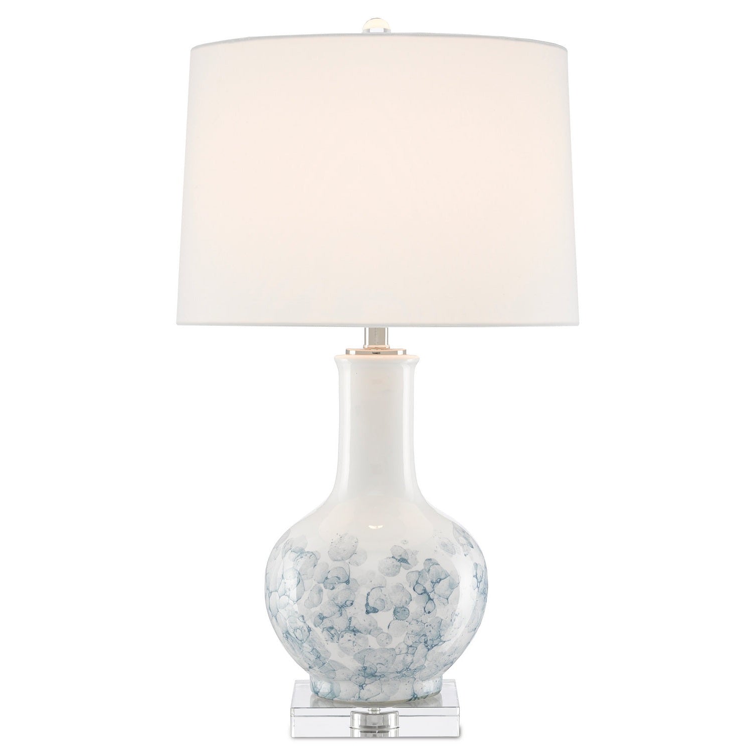 Currey and Company - 6000-0581 - One Light Table Lamp - Myrtle White Table Lamp - White/Blue/Clear/Polished Nickel
