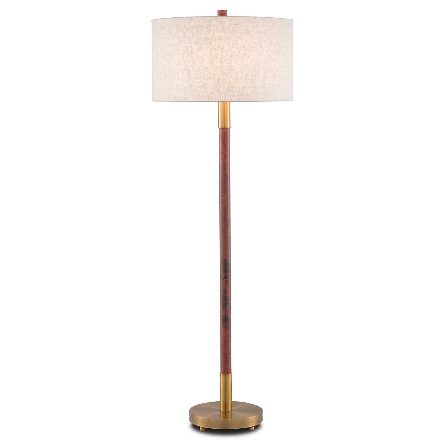 Currey and Company - 8000-0081 - One Light Floor Lamp - Bravo Collection - Mahogany/Antique Brass