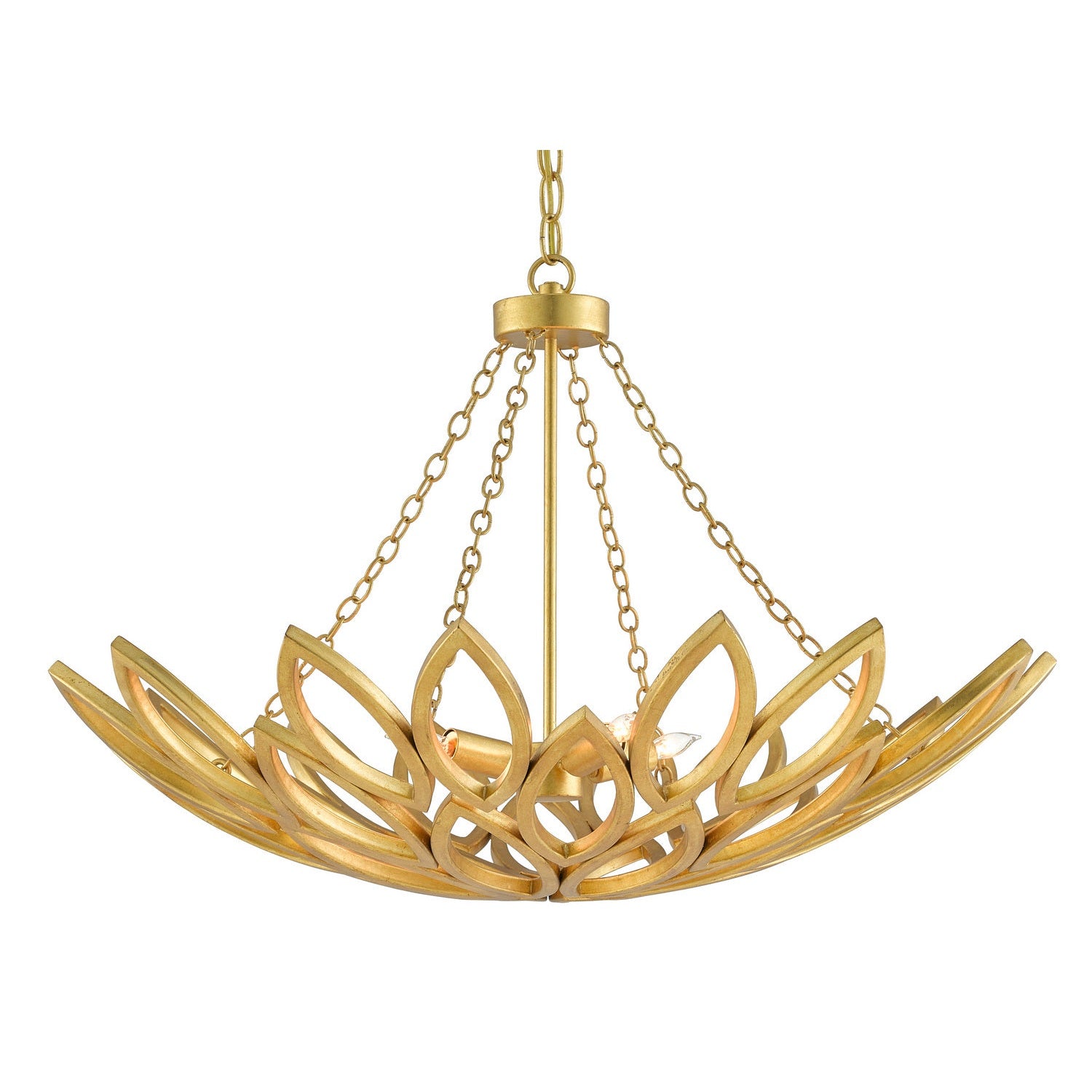 Currey and Company - 9000-0565 - Four Light Chandelier - Allemande Gold Chandelier - Contemporary Gold Leaf