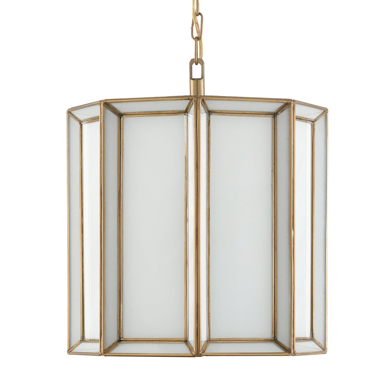 Currey and Company - 9000-0574 - One Light Pendant - Daze Collection - Antique Brass/White