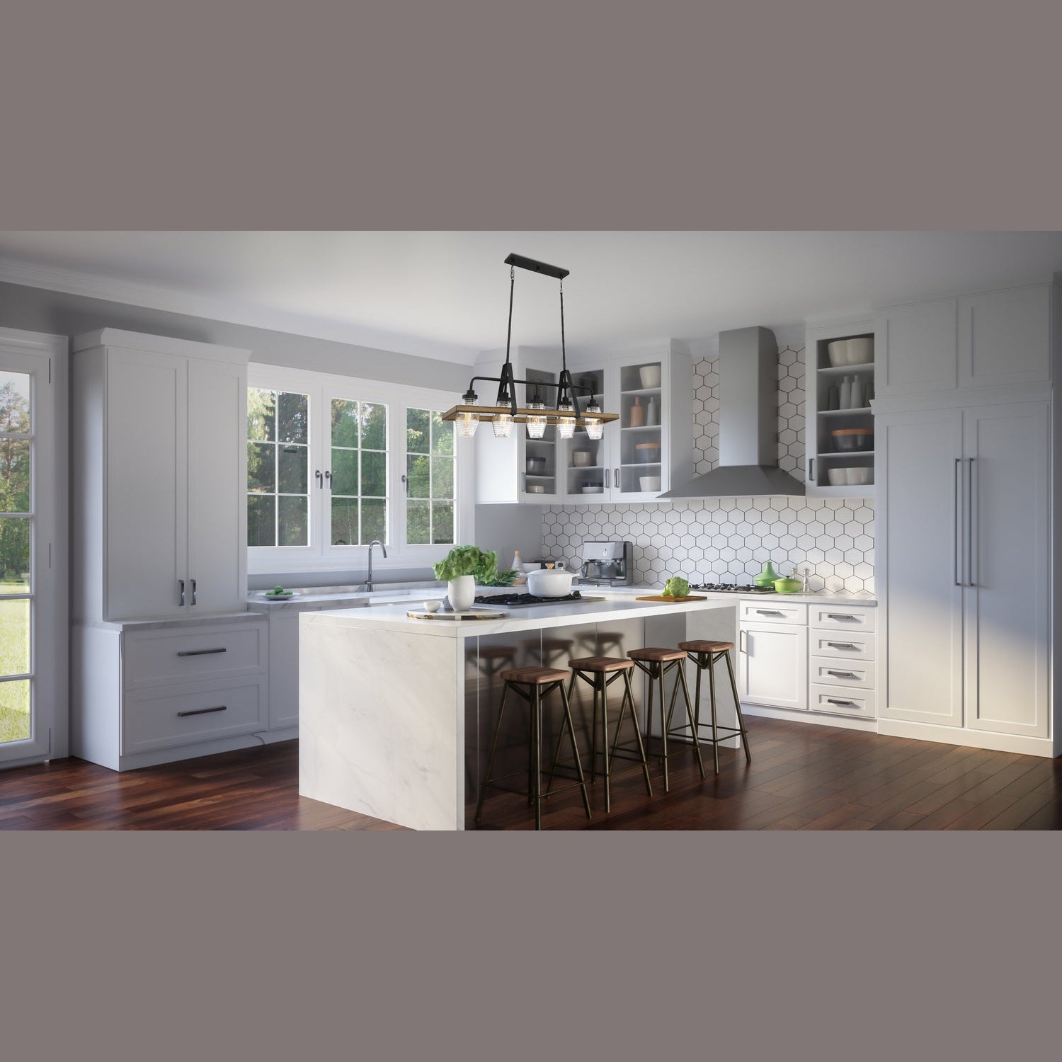 Quoizel - GUI540GK - Five Light Island Chandelier - Guilford - Grey Ash