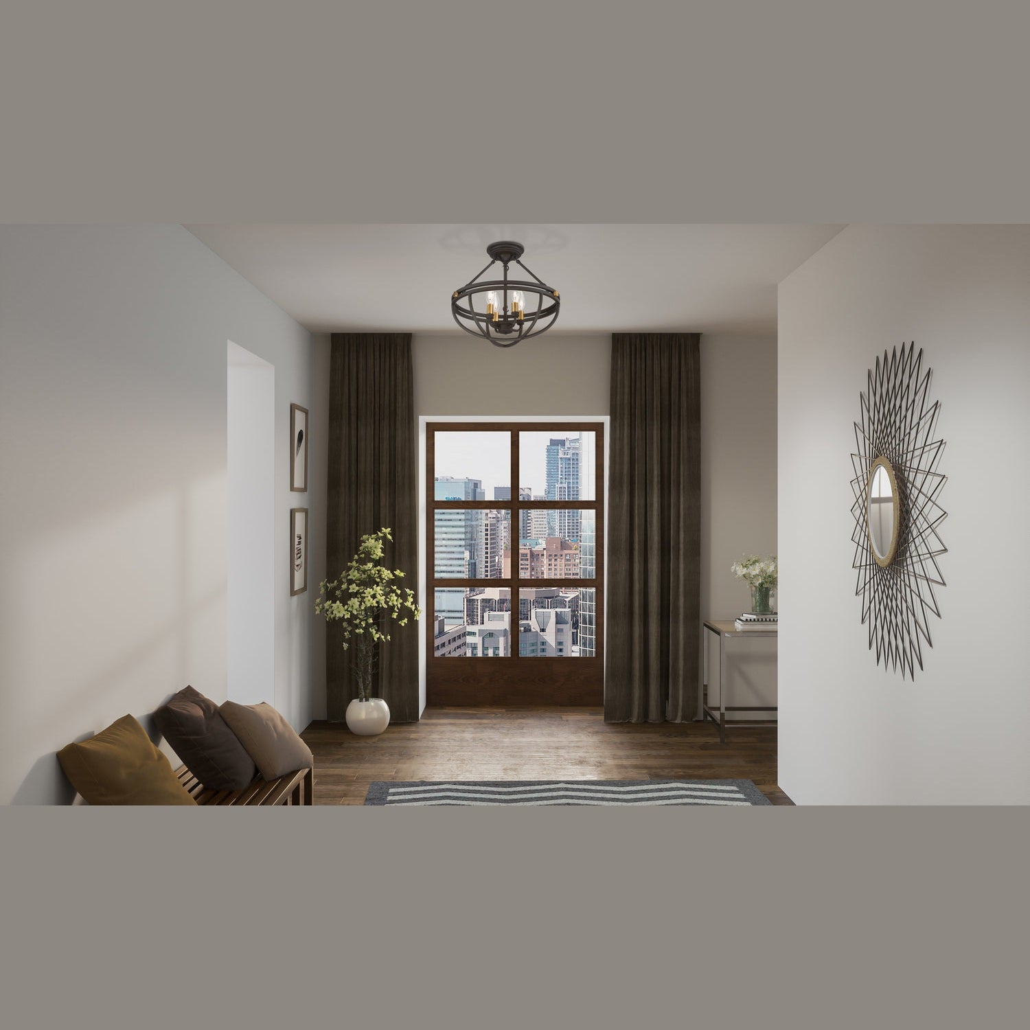 Quoizel - SRG1716WT - Four Light Semi-Flush Mount - Sergeant - Western Bronze