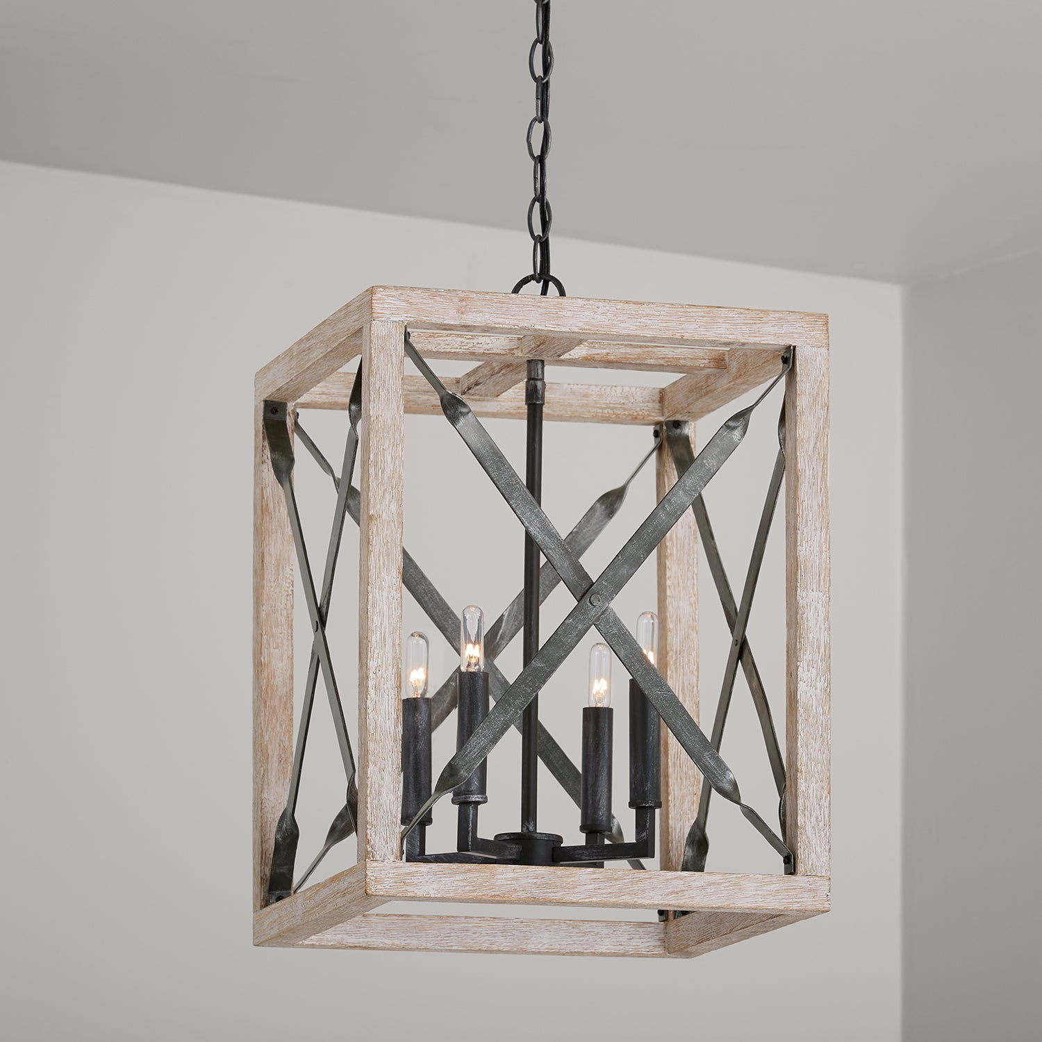 Capital Lighting - 340441WN - Four Light Pendant - Remi - Brushed White Wash and Nordic Iron