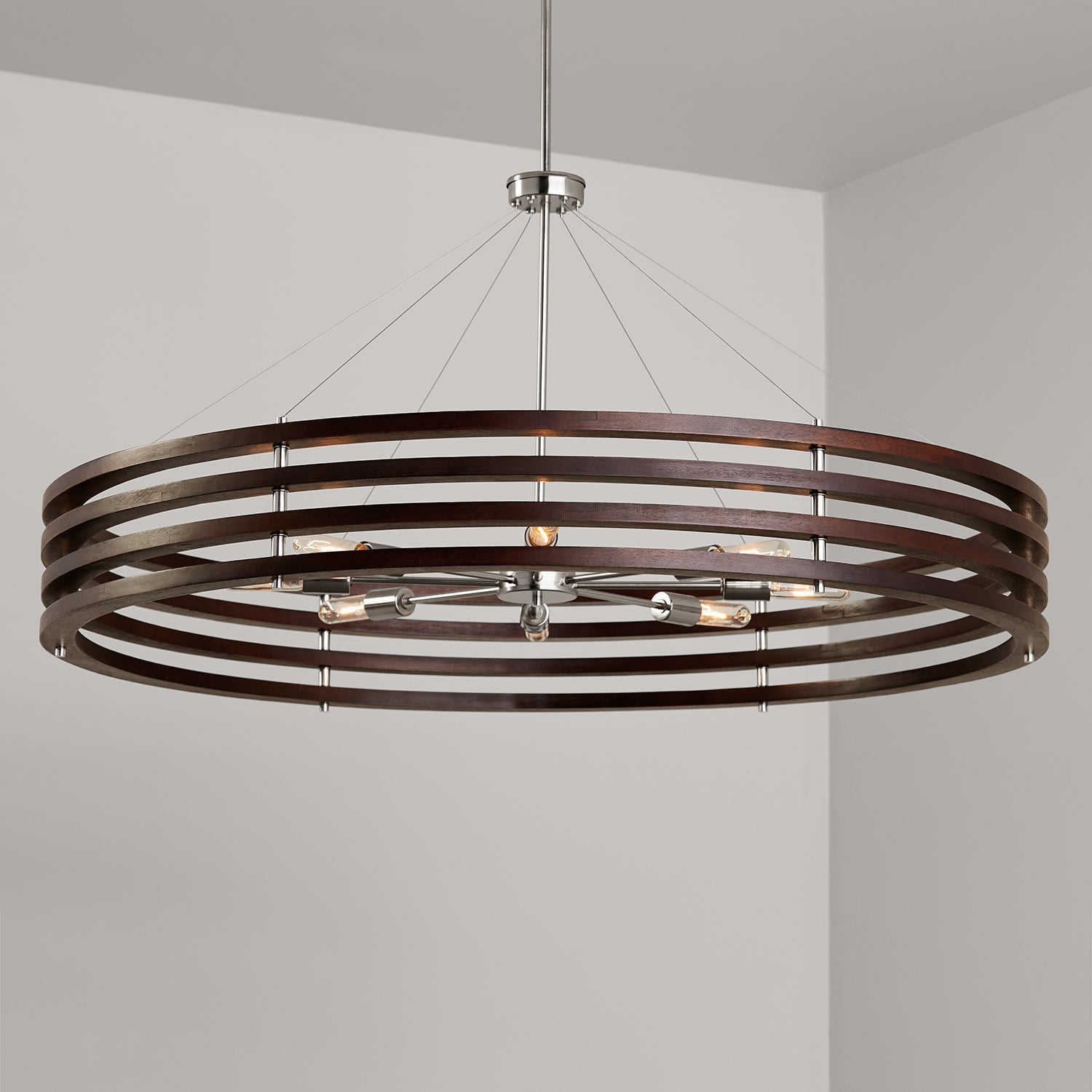Capital Lighting - 439981DN - Eight Light Chandelier - Dalton - Dark Wood and Polished Nickel