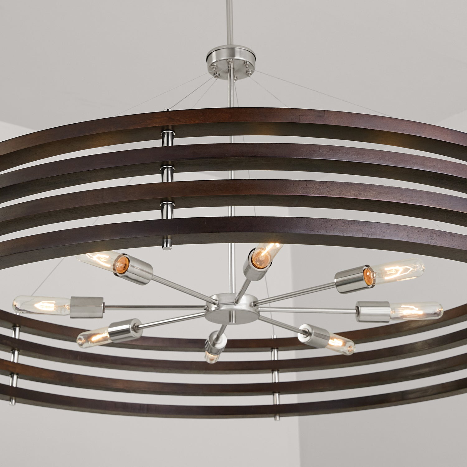 Capital Lighting - 439981DN - Eight Light Chandelier - Dalton - Dark Wood and Polished Nickel