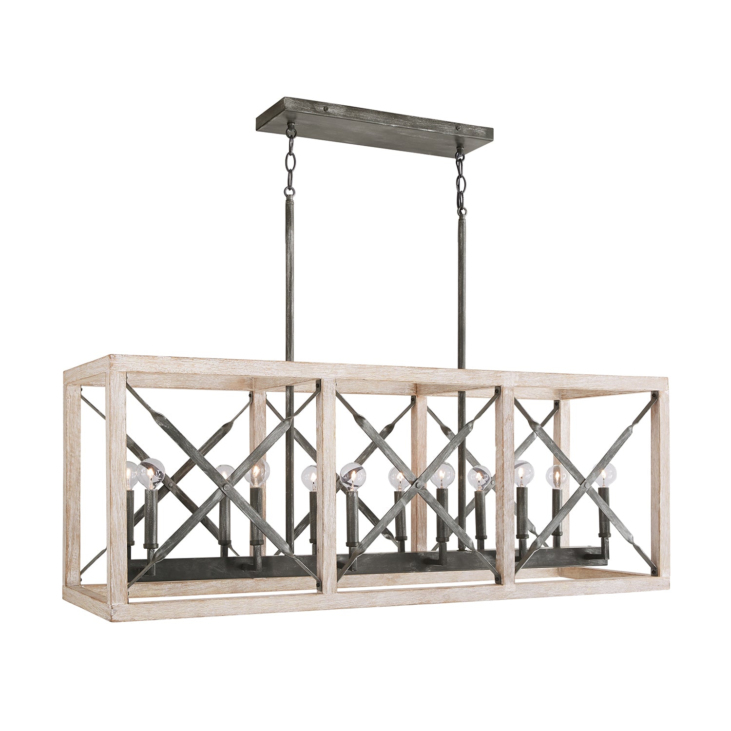 Capital Lighting - 840401WN - 12 Light Island Pendant - Remi - Brushed White Wash and Nordic Iron