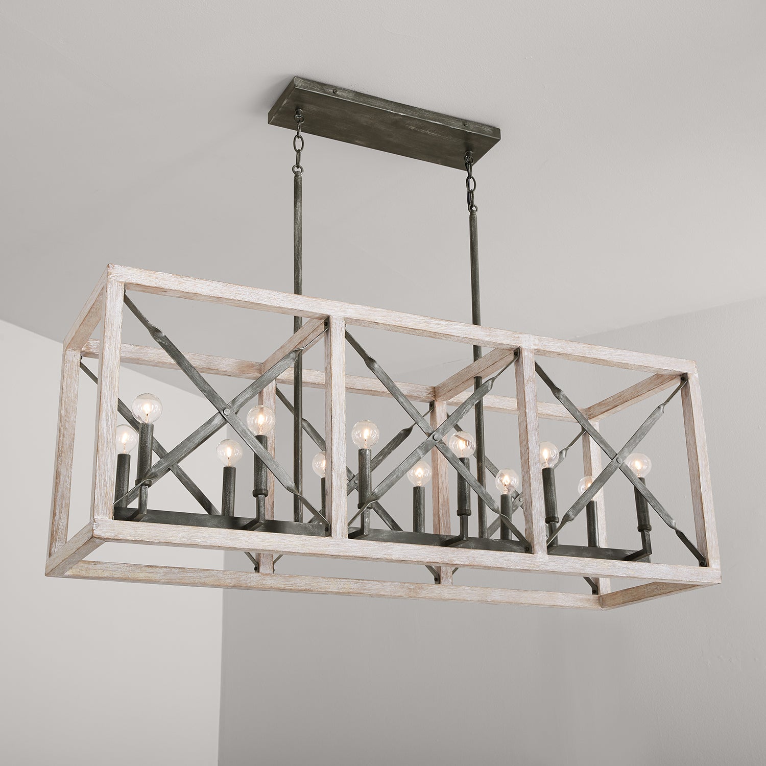 Capital Lighting - 840401WN - 12 Light Island Pendant - Remi - Brushed White Wash and Nordic Iron