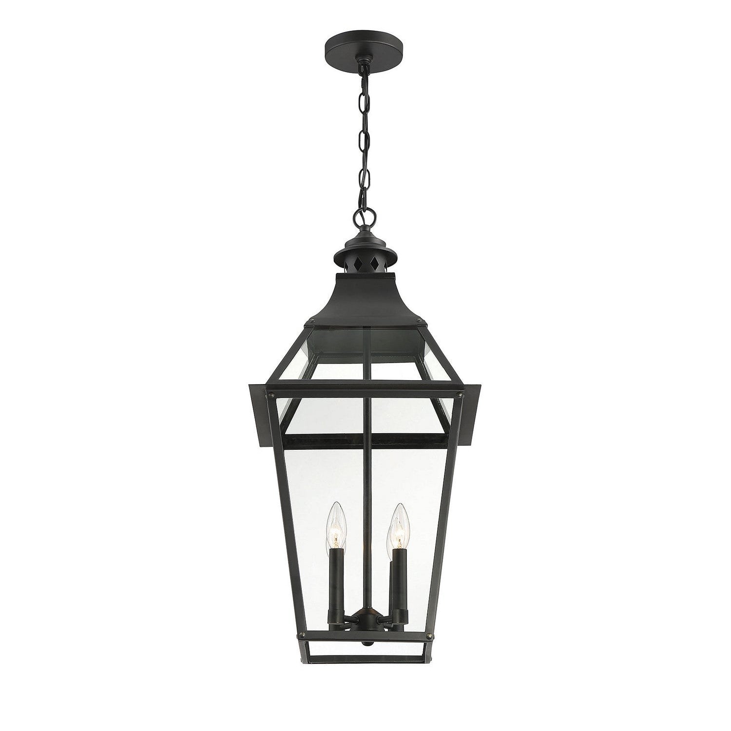 Savoy House - 5-723-153 - Four Light Outdoor Pendant - Jackson - Black with Gold Highlights