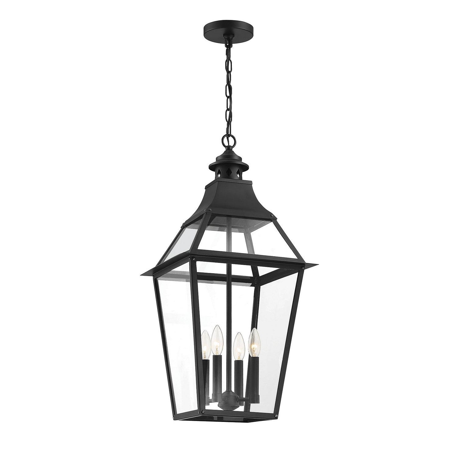 Savoy House - 5-723-153 - Four Light Outdoor Pendant - Jackson - Black with Gold Highlights