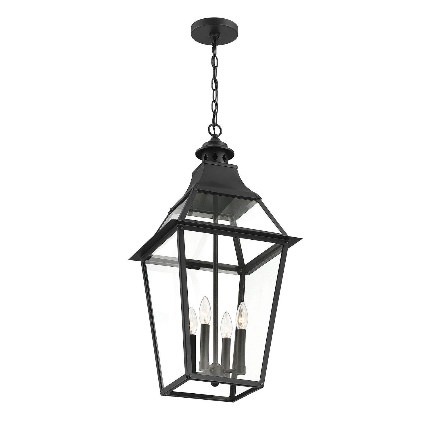 Savoy House - 5-723-153 - Four Light Outdoor Pendant - Jackson - Black with Gold Highlights