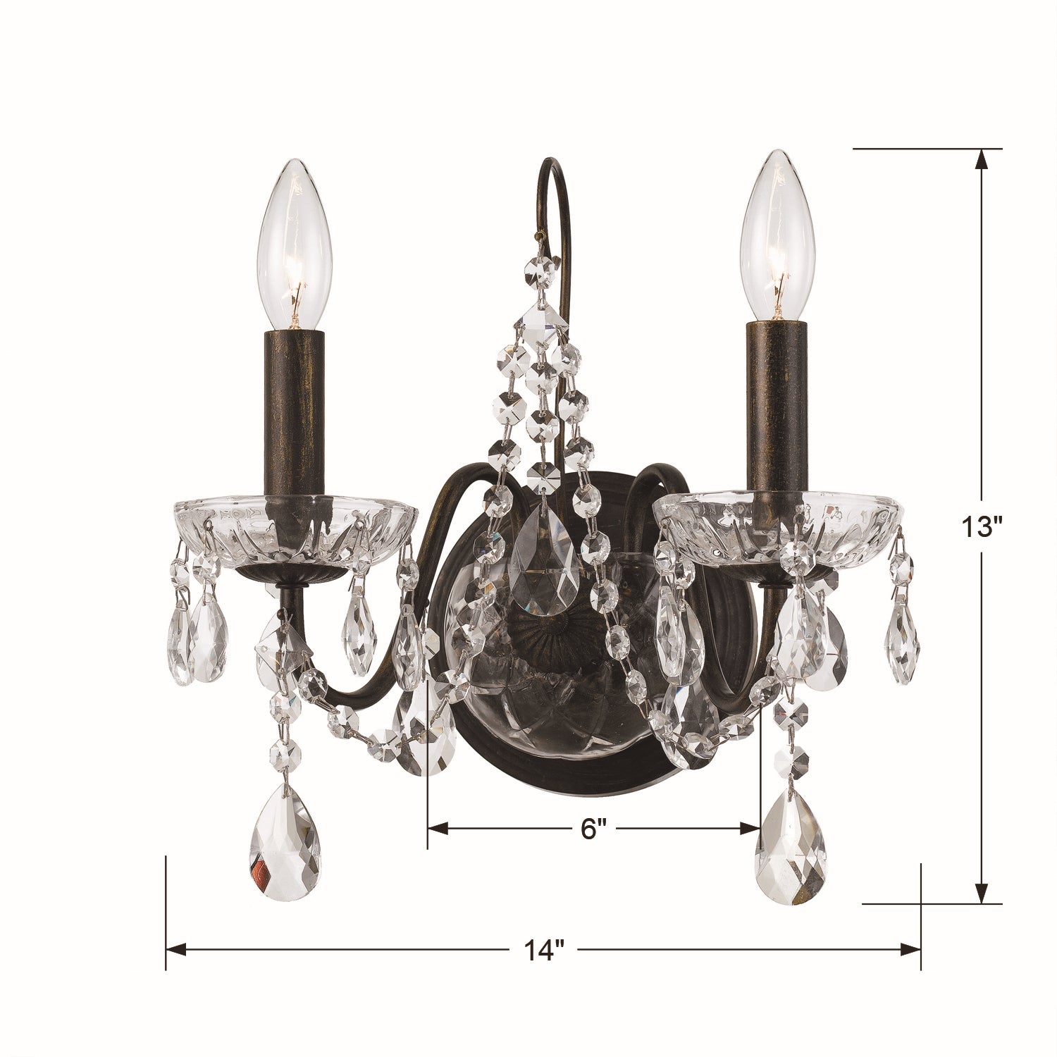 Crystorama - 3022-EB-CL-S - Two Light Wall Sconce - Butler - English Bronze