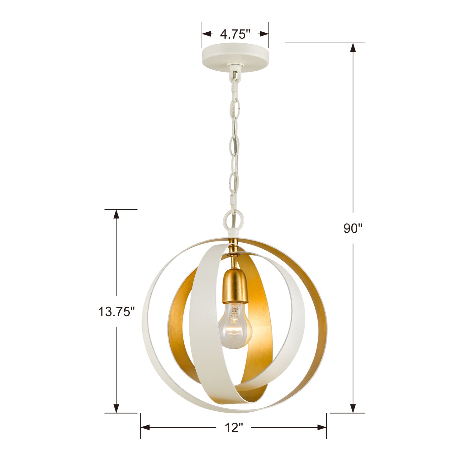 Crystorama - 580-MT-GA - One Light Mini Chandelier - Luna - Matte White + Antique Gold