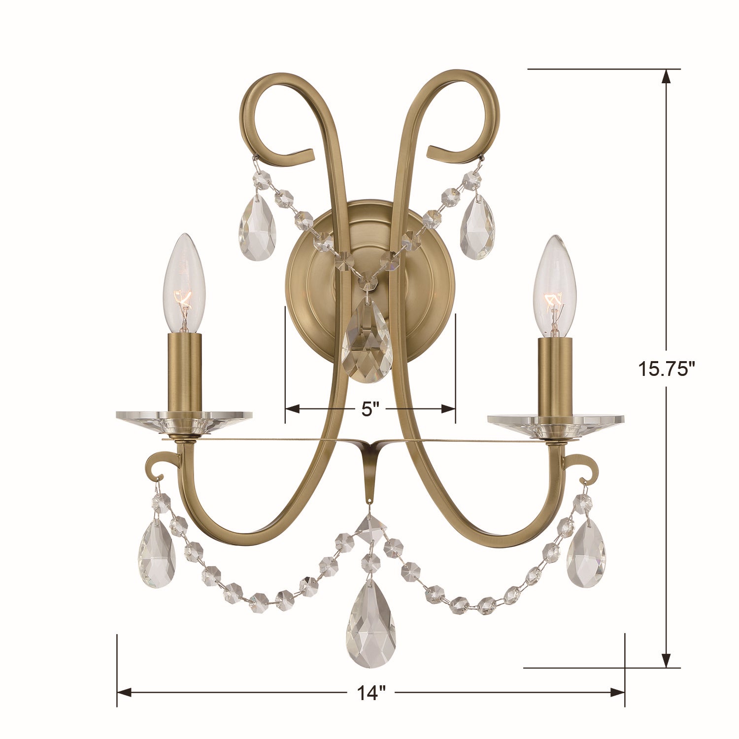 Crystorama - 6822-VG-CL-SAQ - Two Light Wall Sconce - Othello - Vibrant Gold
