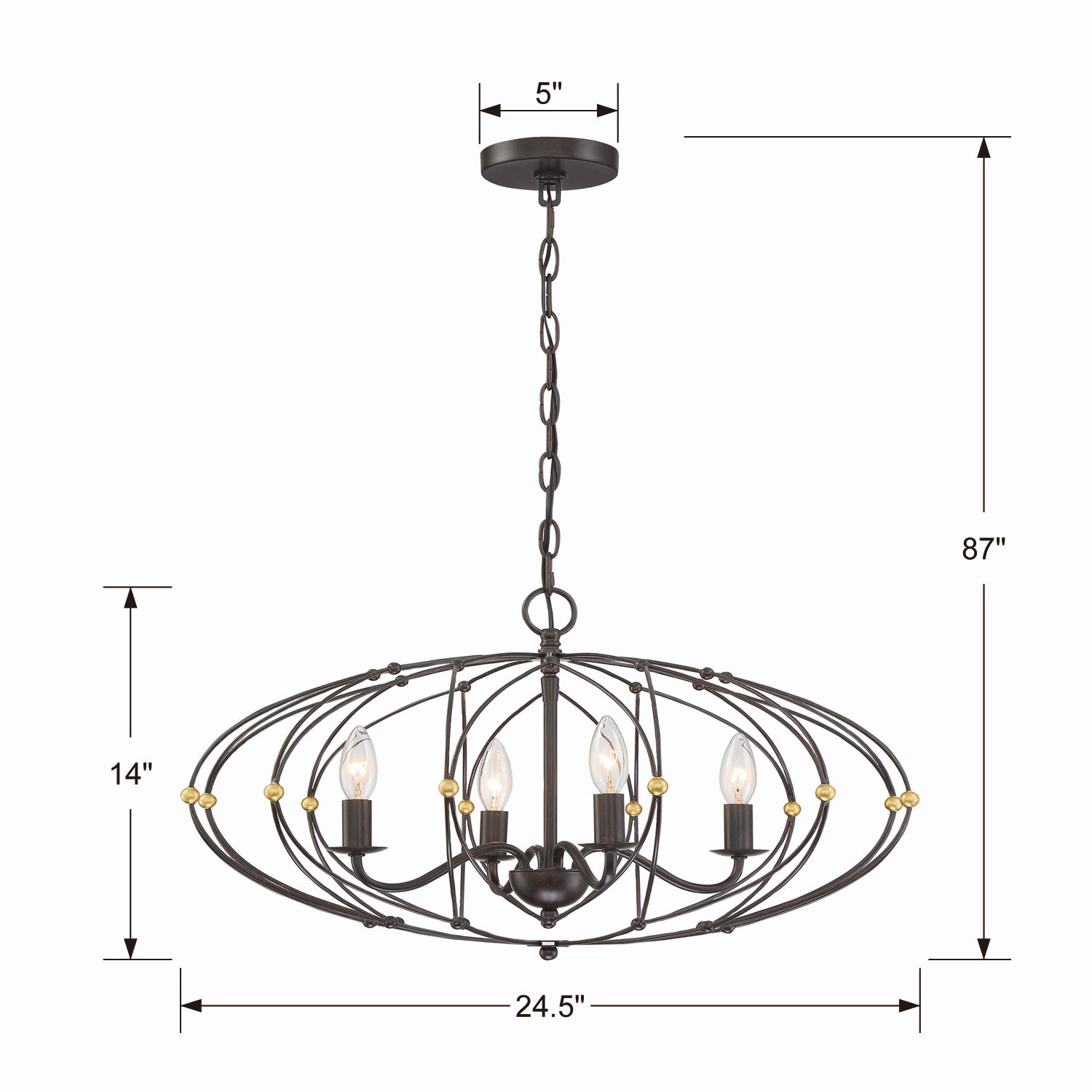 Crystorama - ZUC-A9034-EB-GA - Four Light Chandelier - Zucca - English Bronze + Antique Gold